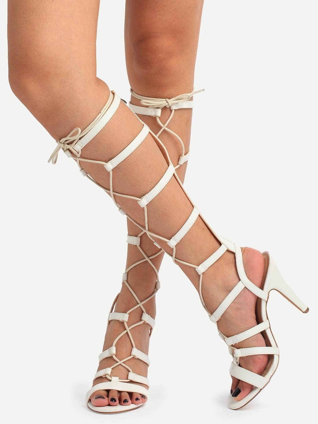 knee high strappy sandals strappy lace up knee high heeled sandals whitefor knee high strappy sandals strappy lace up knee high heeled sandals whitefor