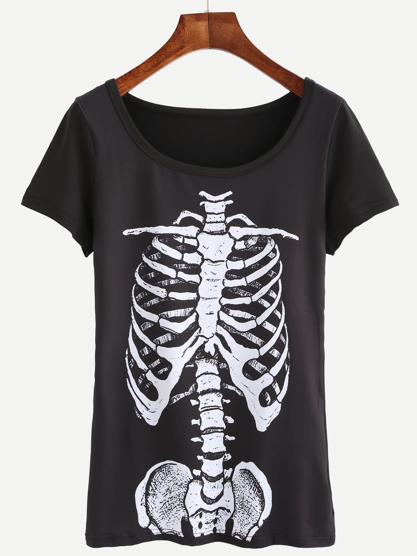 Black Skull Print TshirtFor Womenromwe