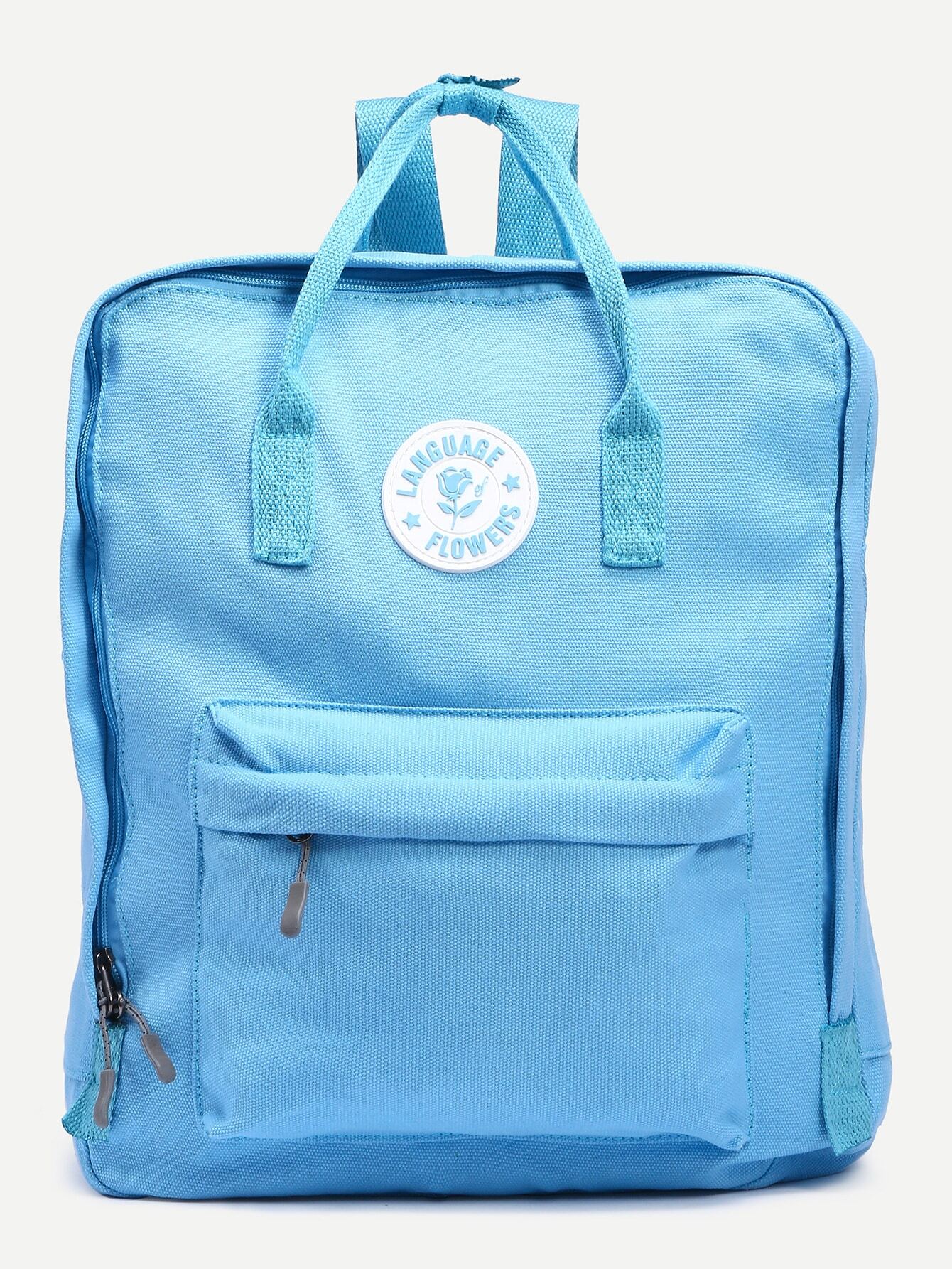 Blue Double Handle Square Canvas BackpackFor Womenromwe