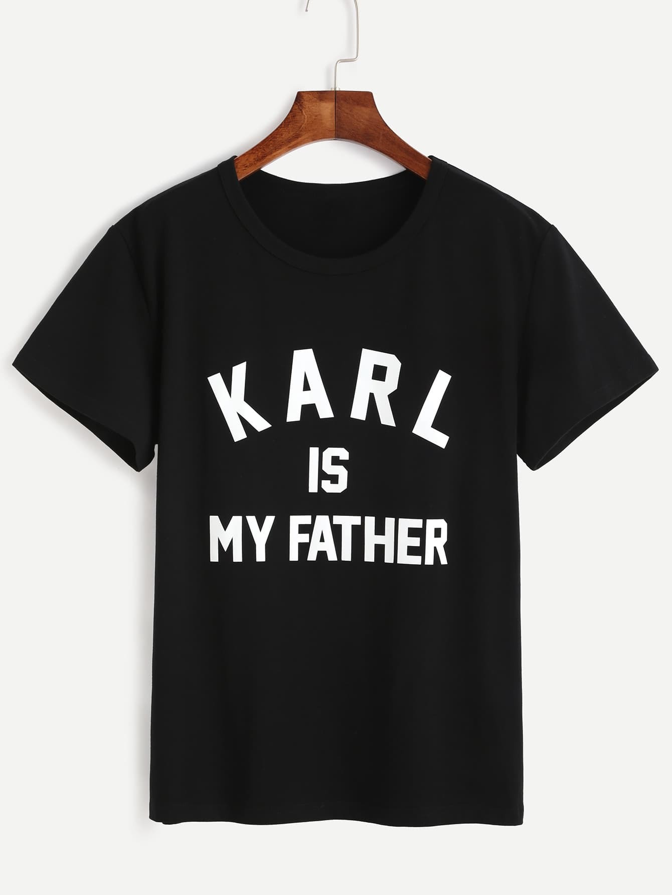 Black Slogan Print T-shirt