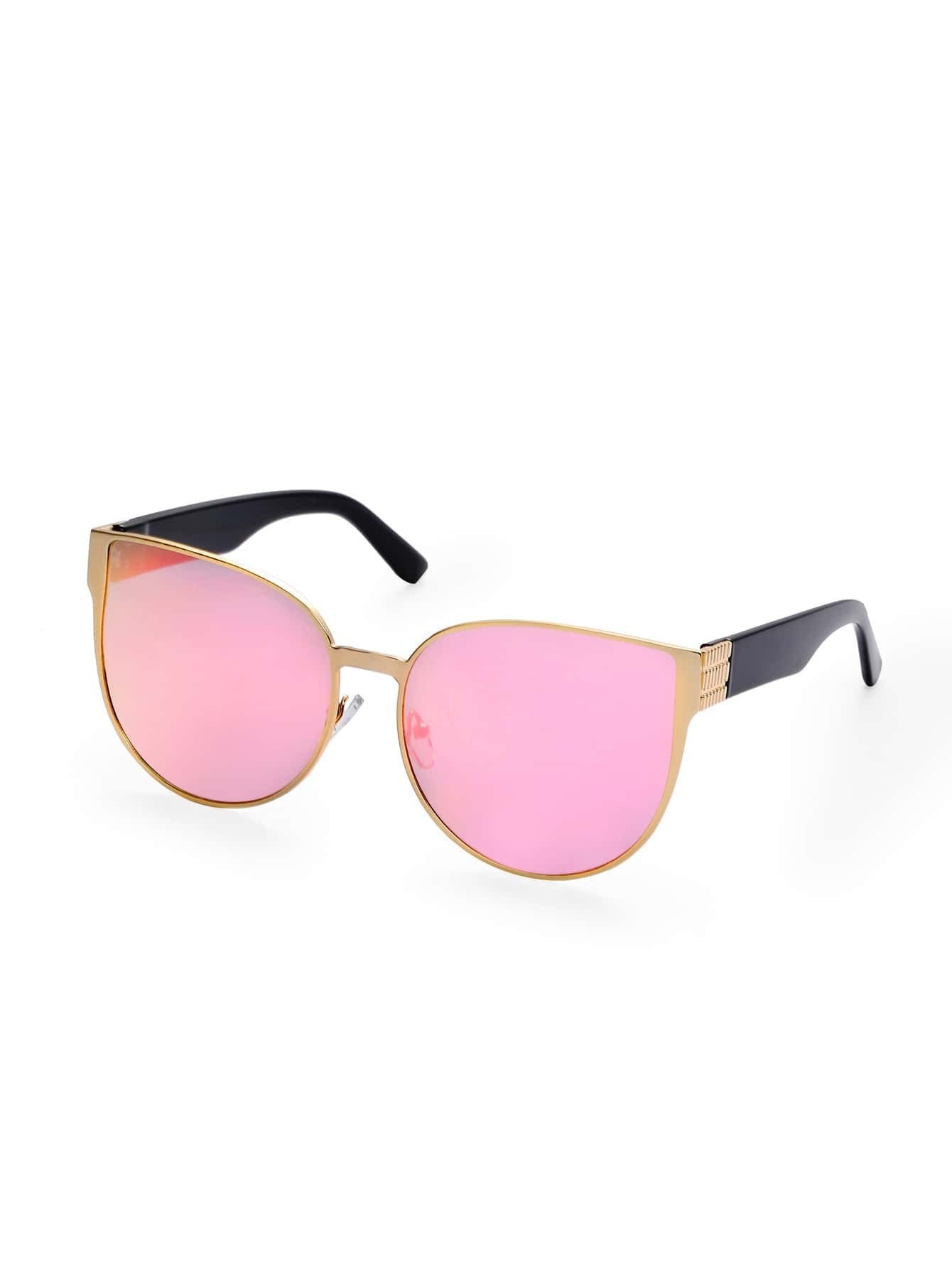 Gold Metal Frame Pink Vintage Cat Eye Sunglasses