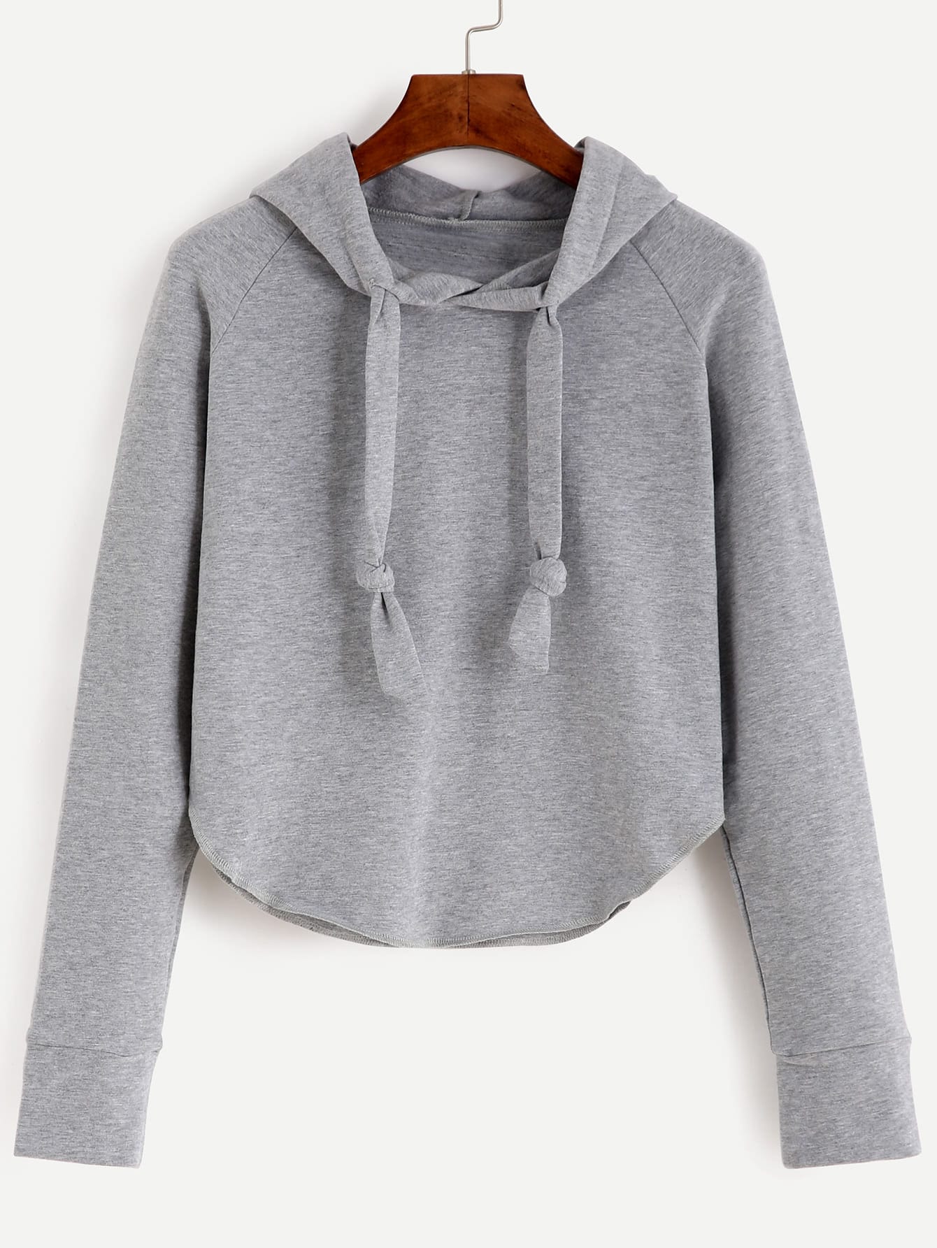 Grey Raglan Sleeve Hooded Sweatshirt