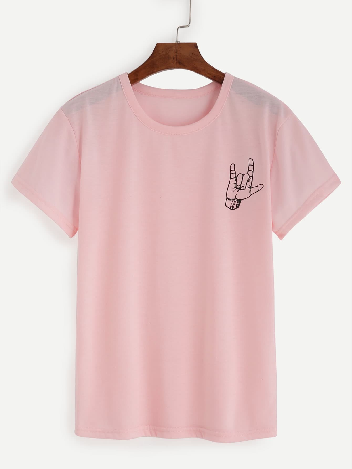 Pink Love Gesture Print T-shirt