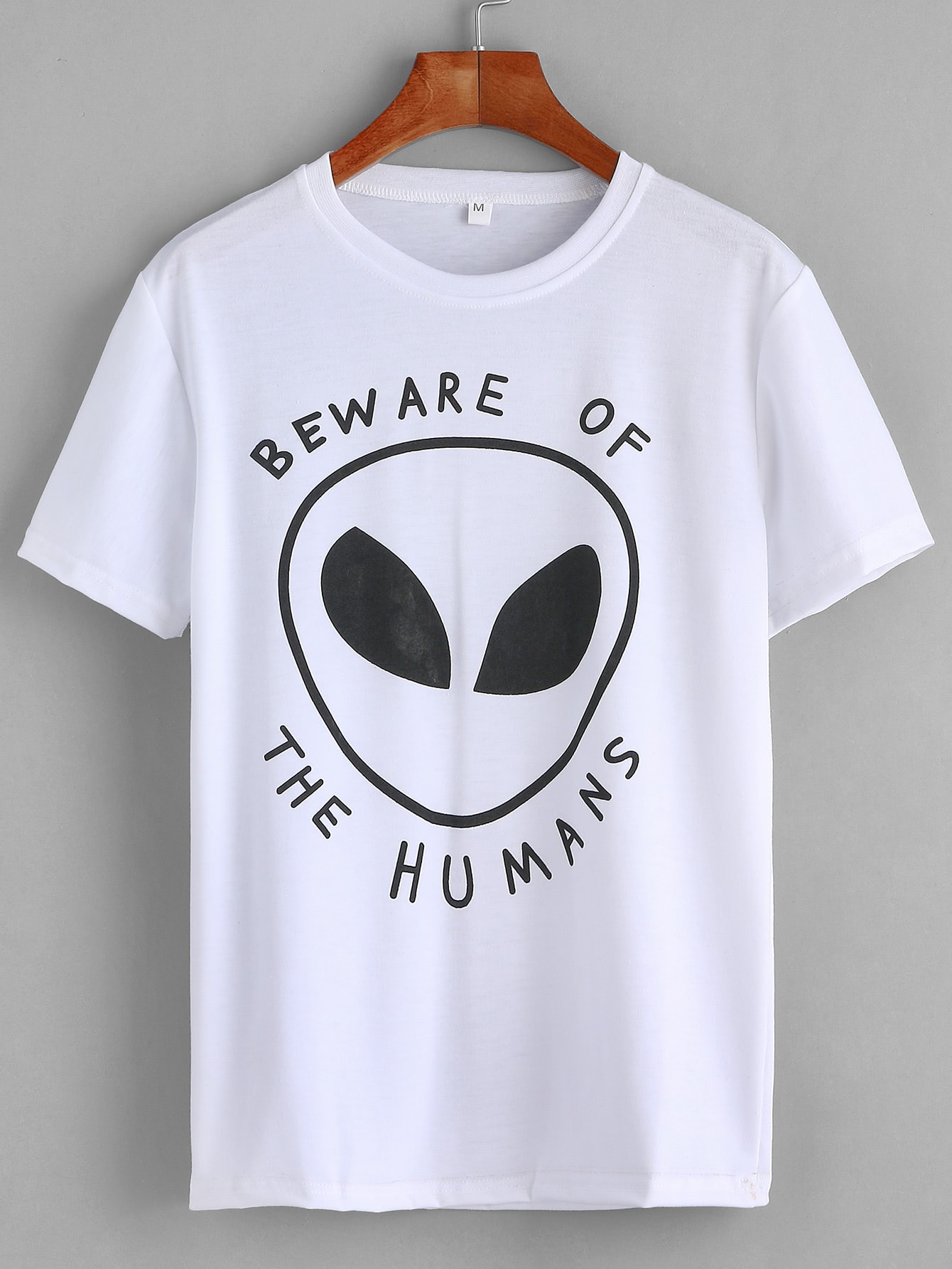 White Alien Print T-shirt