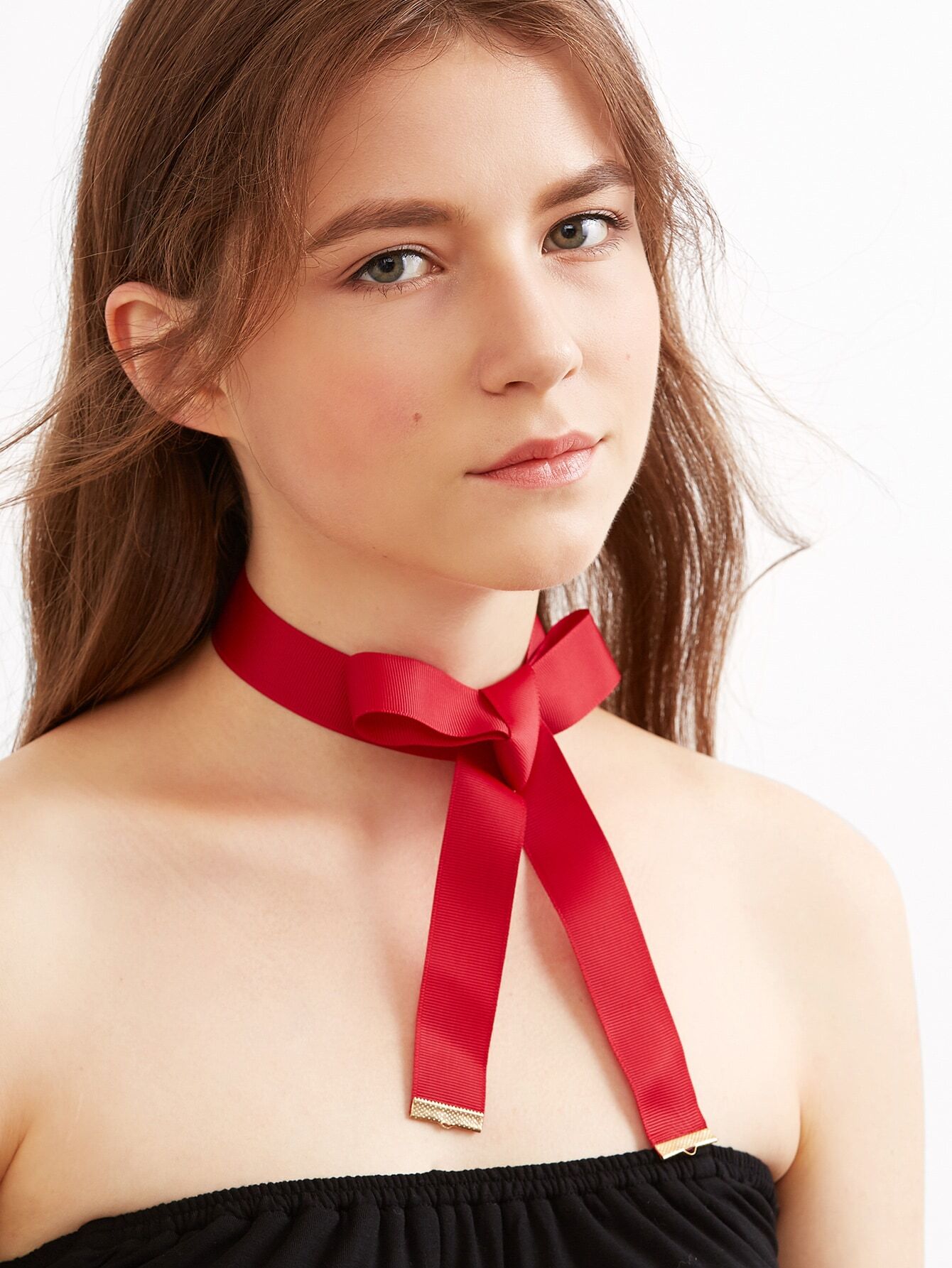 Red Ribbon Bow Tie Choker NecklaceFor Womenromwe