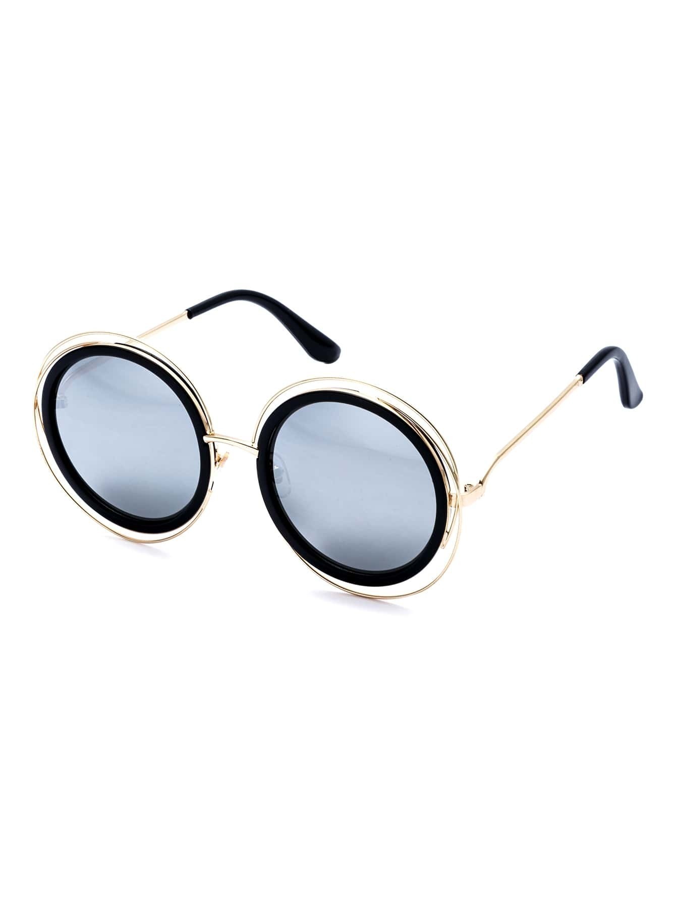 Gold Frame Grey Round Lens Sunglasses