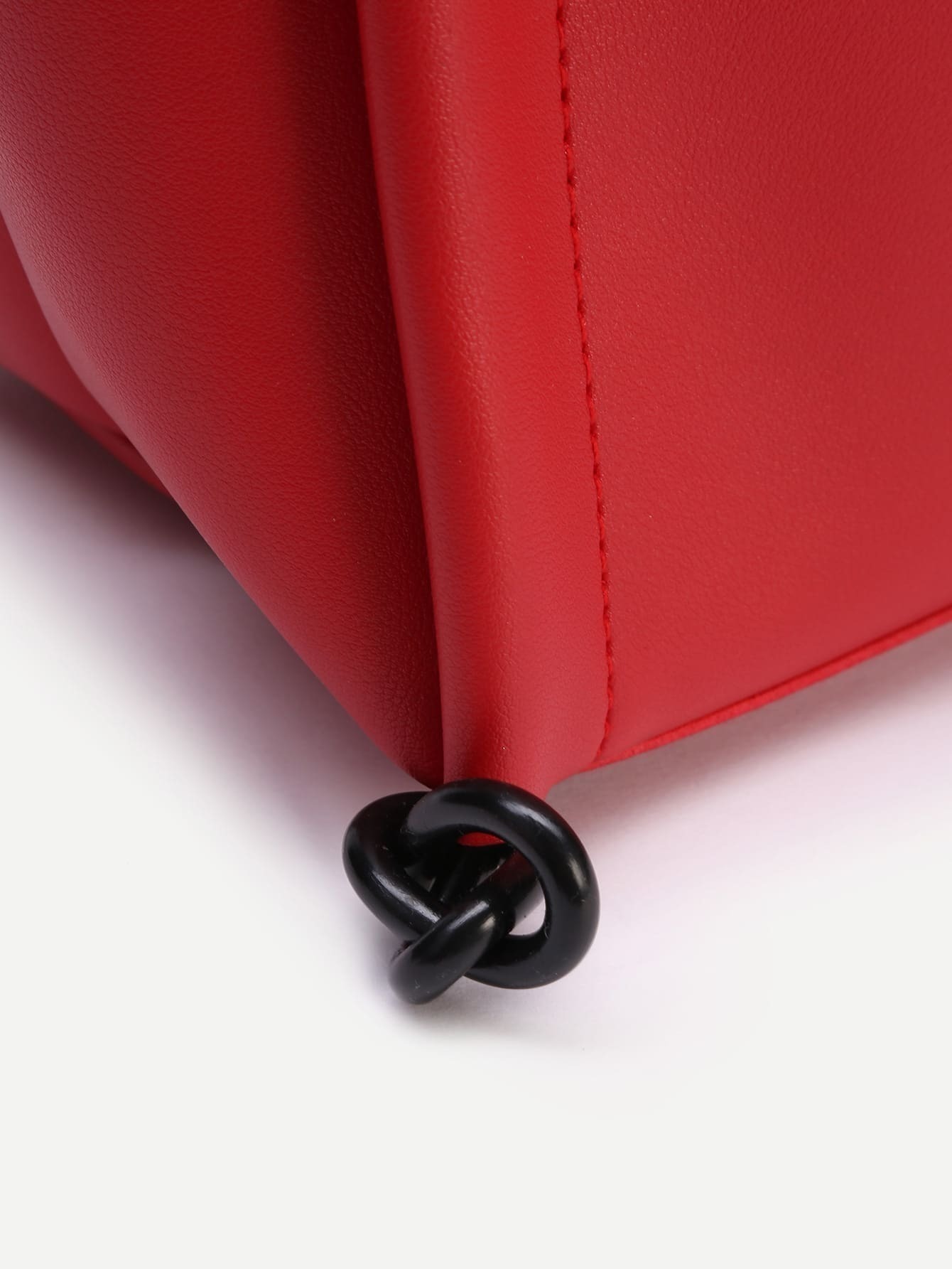 Red PU Front Pocket Shoulder Bag With HandbagFor Womenromwe