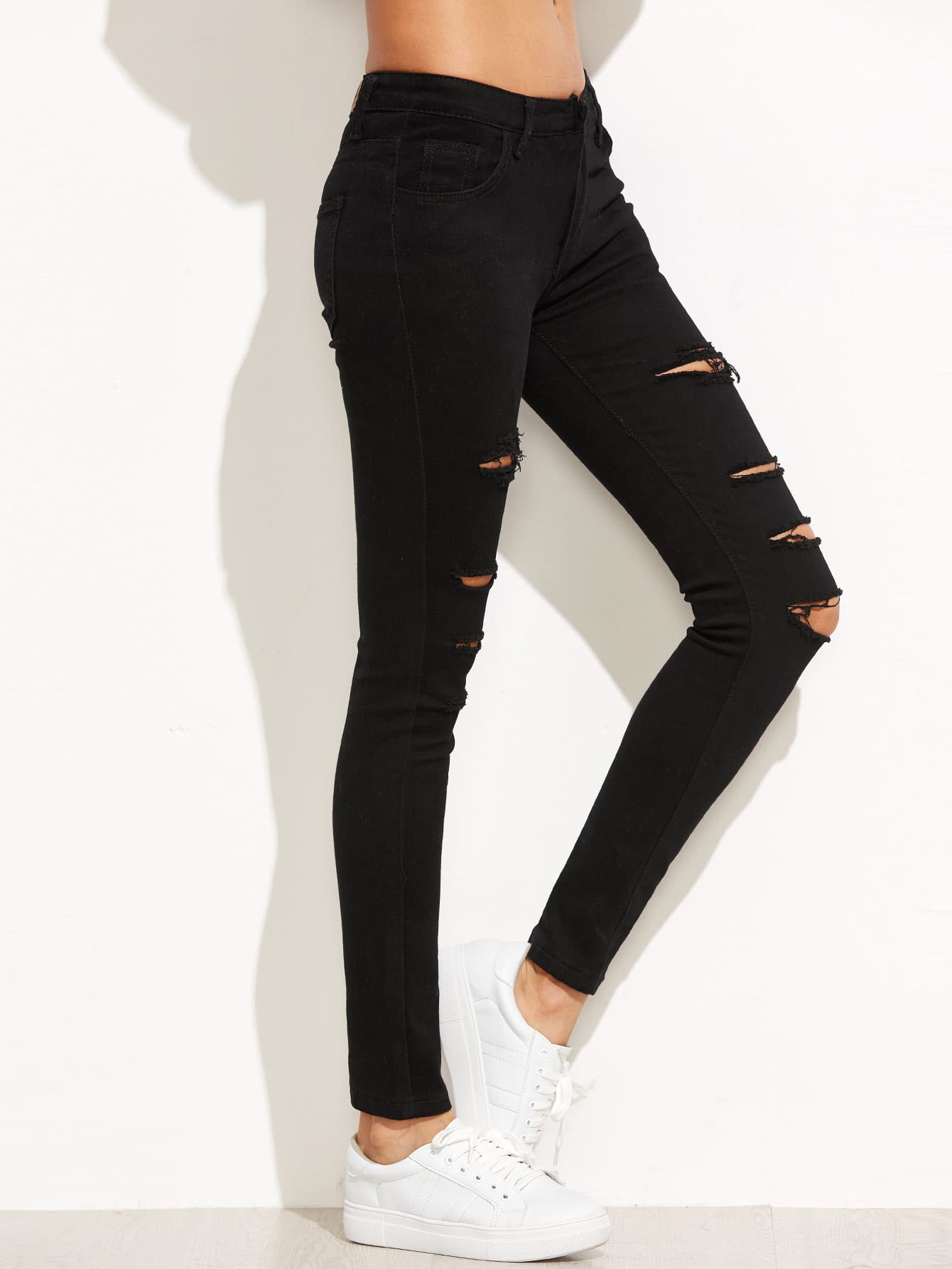 Black Ripped Skinny Denim Pants