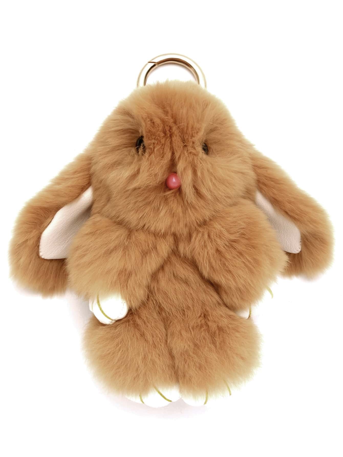 Light Camel Fluffy Bunny KeychainFor Womenromwe