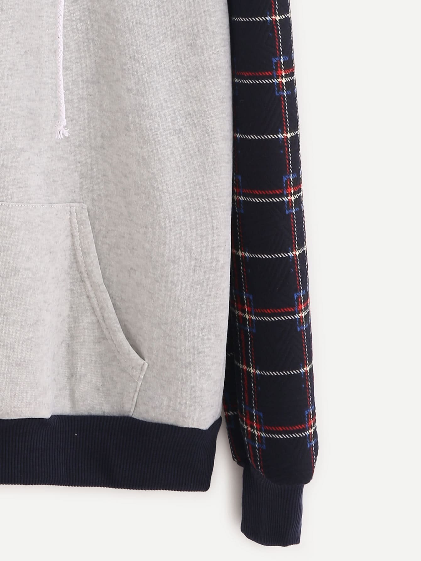 Contrast plaid hoodie Outlet
