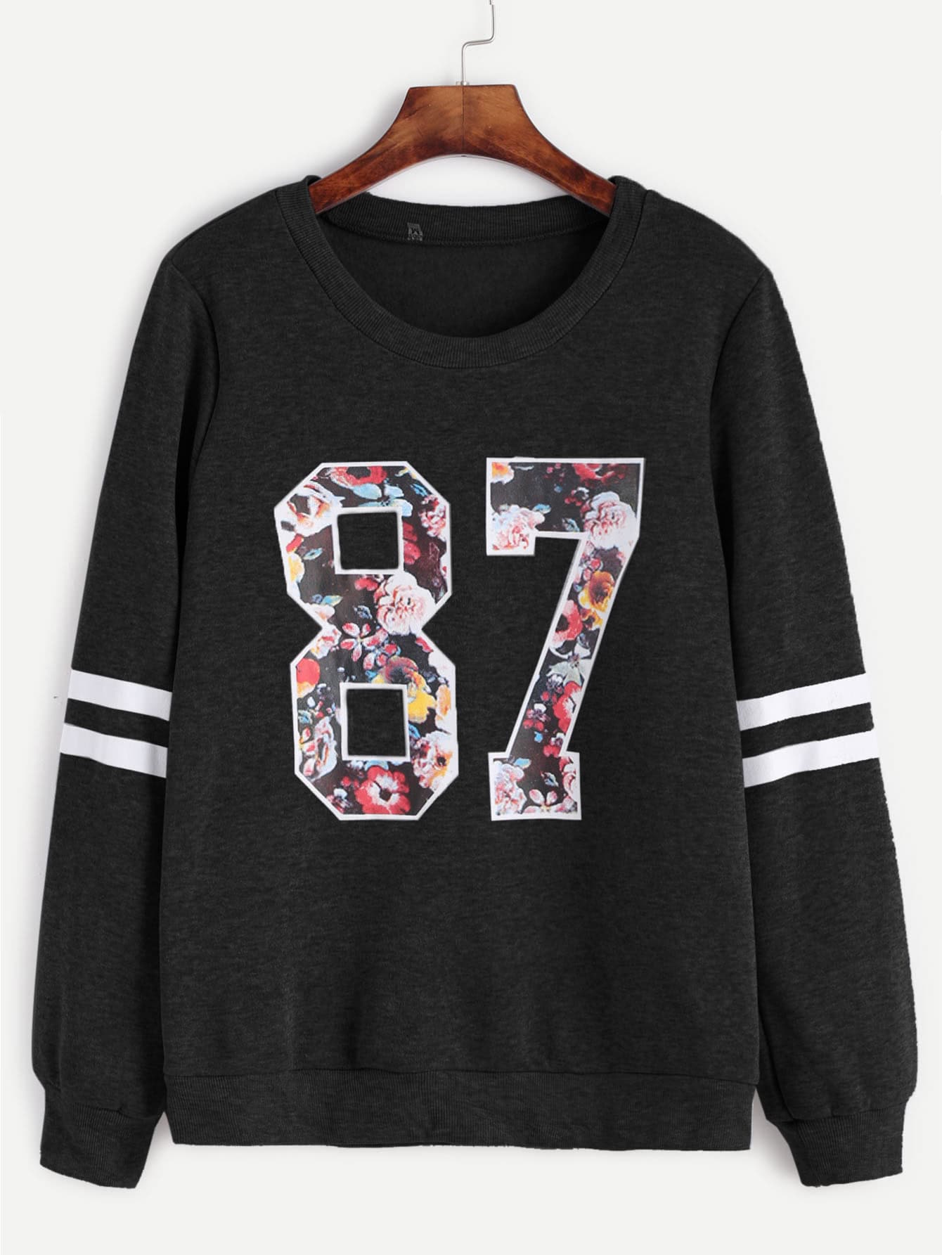 Black Varsity Print Sweatshirt