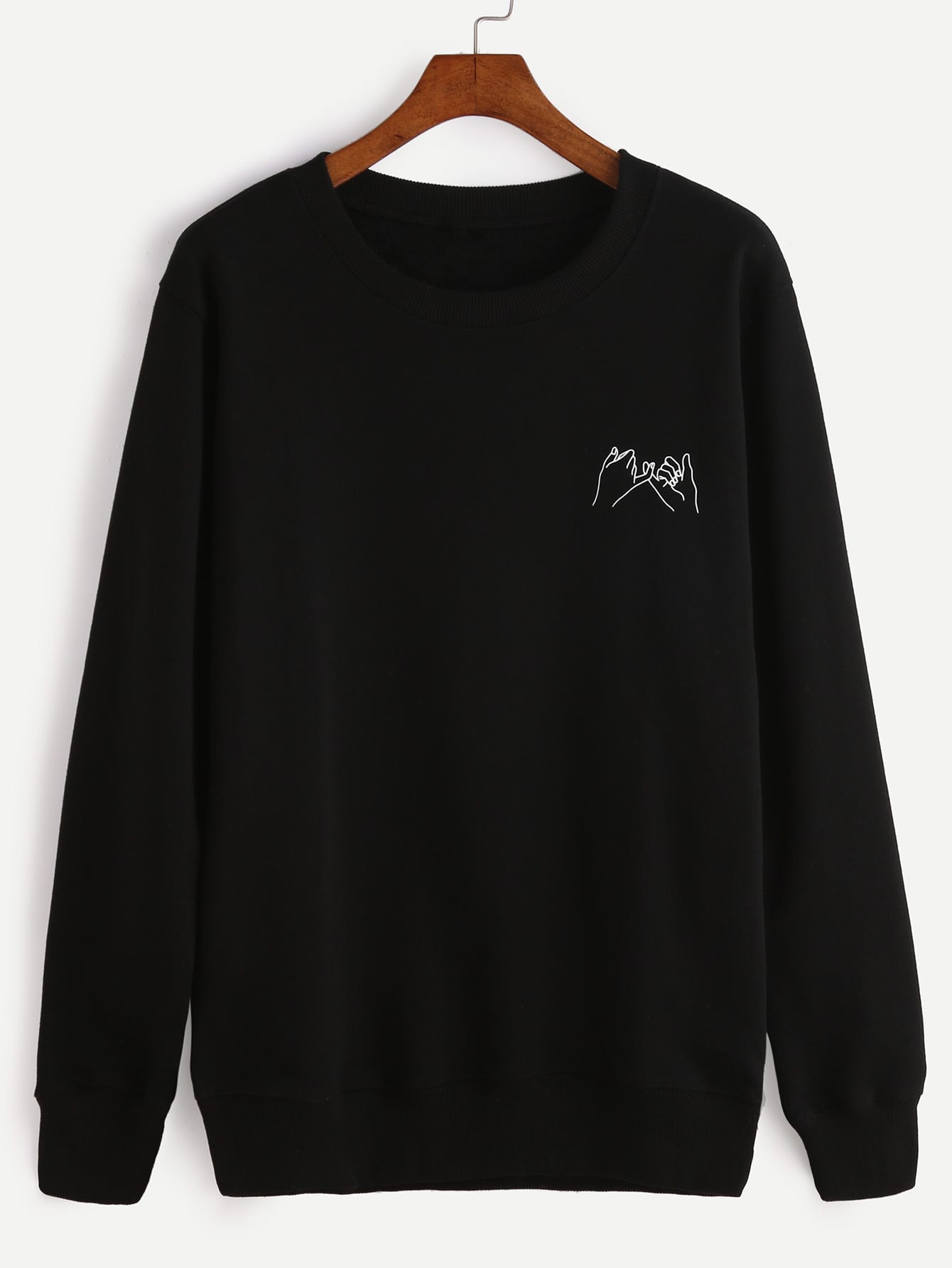 Black Gesture Print Sweatshirt
