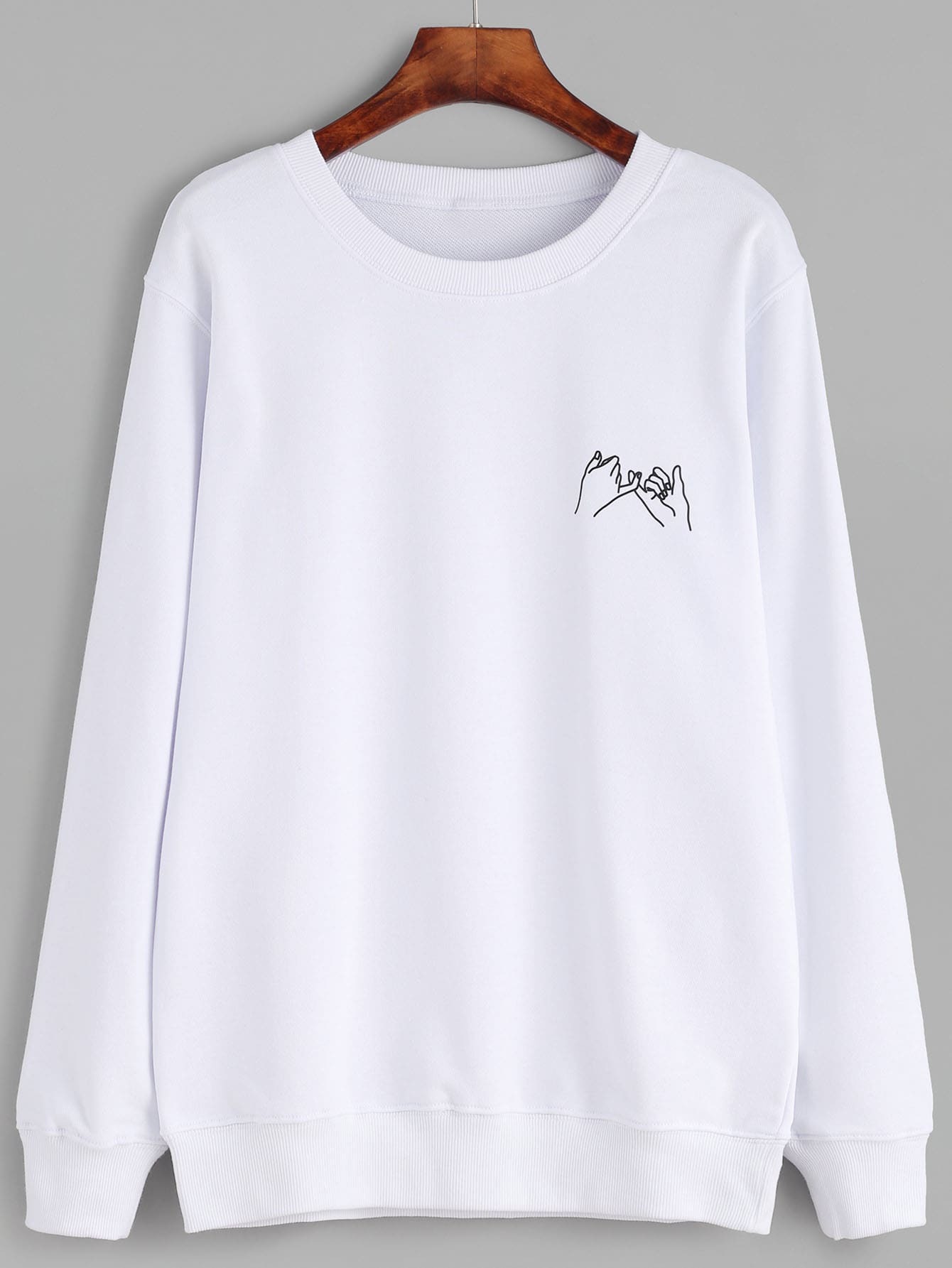 White Gesture Print Sweatshirt