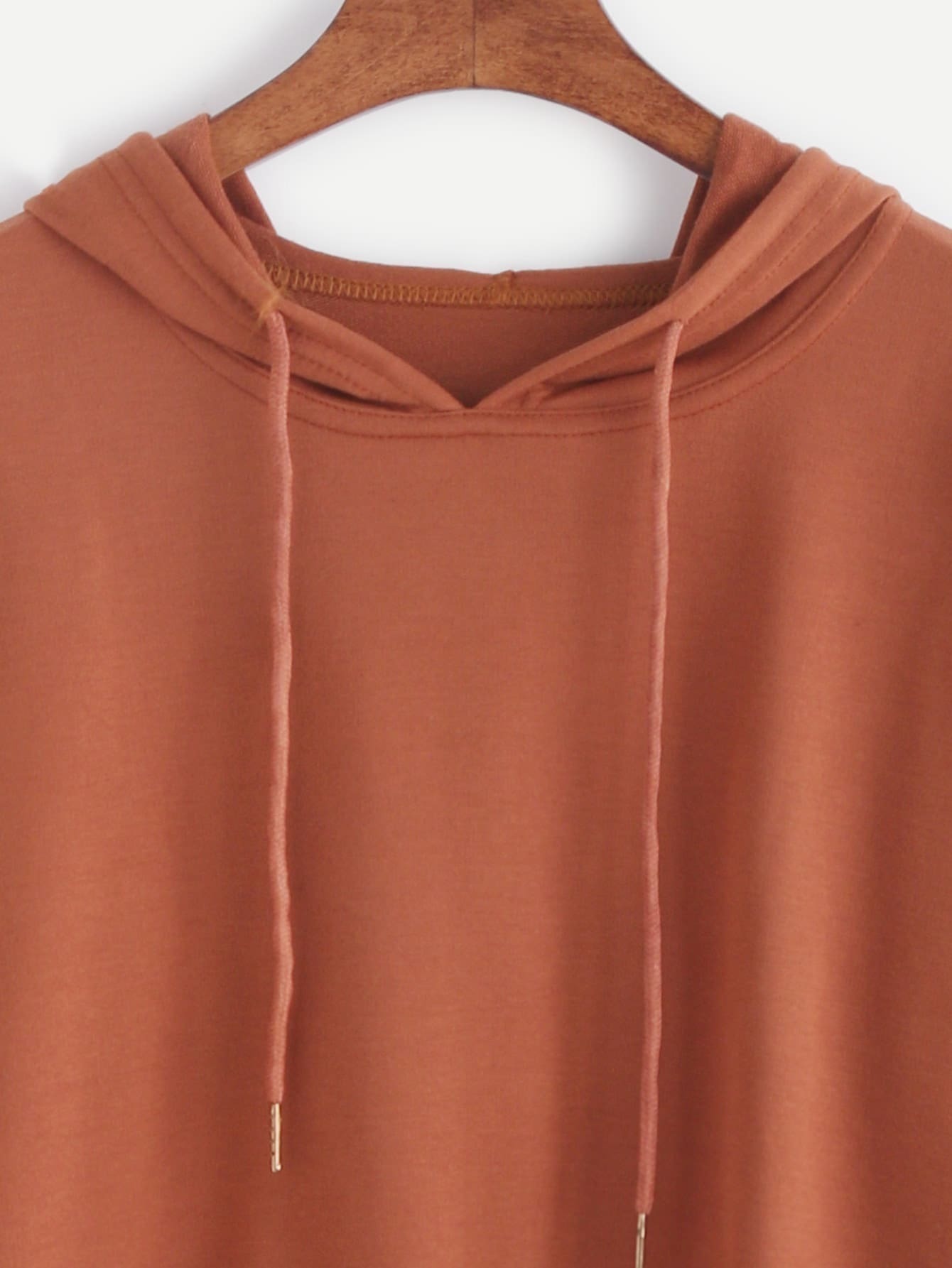 Khaki Drop Shoulder Hooded SweatshirtFor Womenromwe