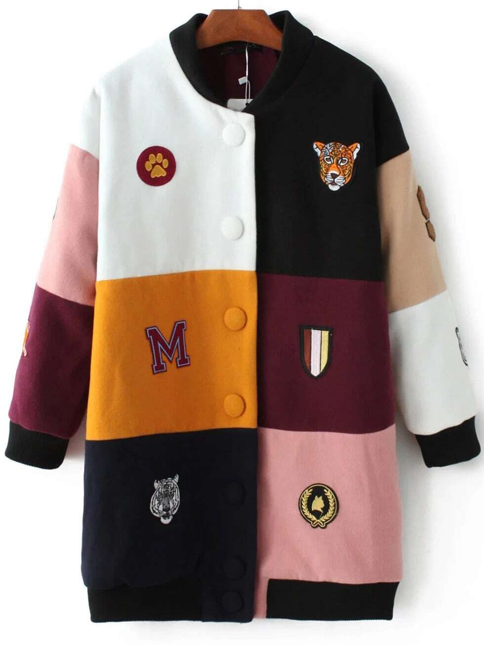 Multicolor Patchwork Embroidery Detail Long Jacket