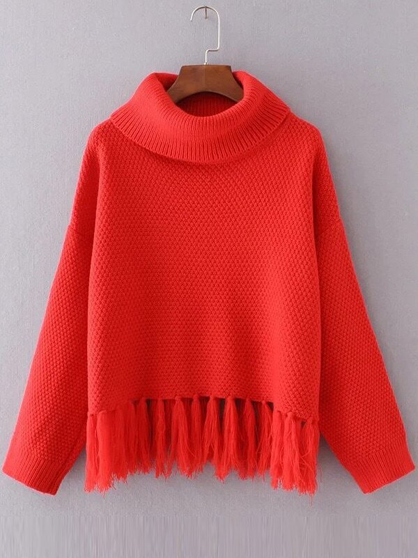 white knotted sweater
