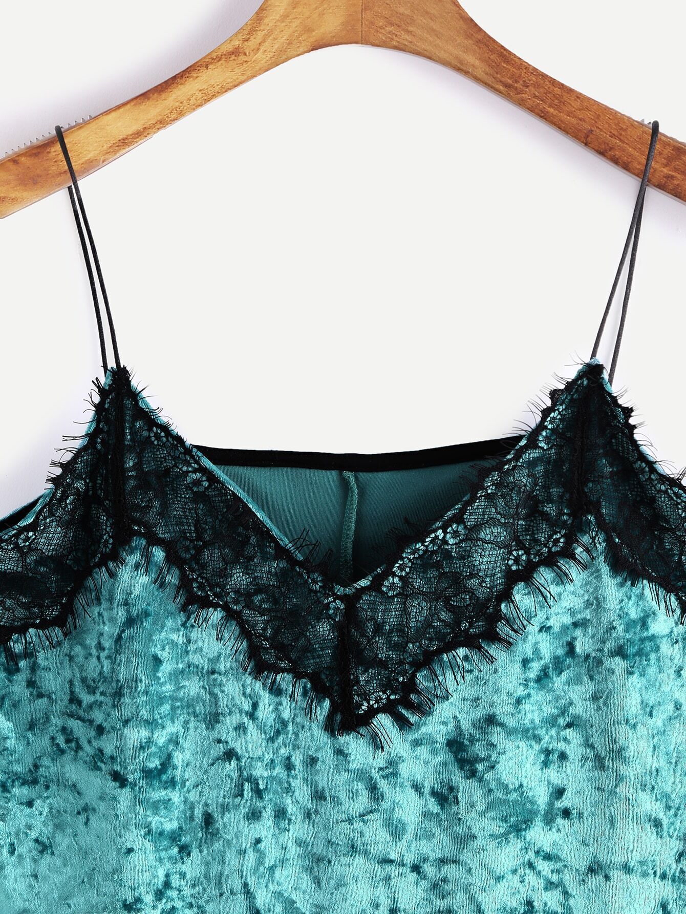 Contrast Eyelash Lace Trim Cami TopFor Womenromwe