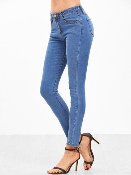 Blue Skinny Casual Jeans With Pocket pictures