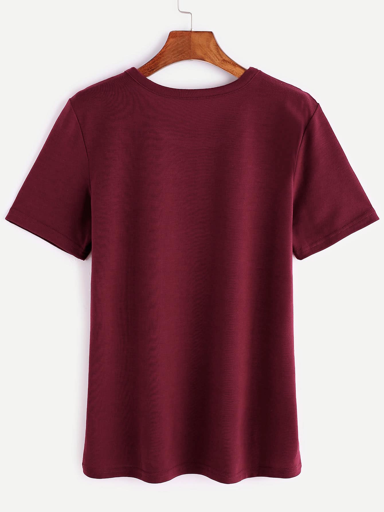 Burgundy Glasses Print TshirtFor Womenromwe