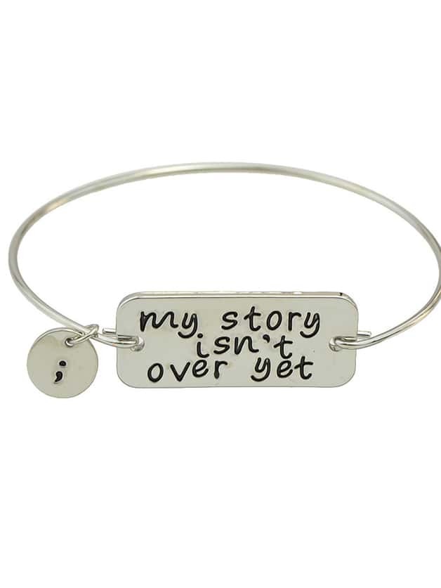 Silver Color Letters Printed Bracelets Bangles