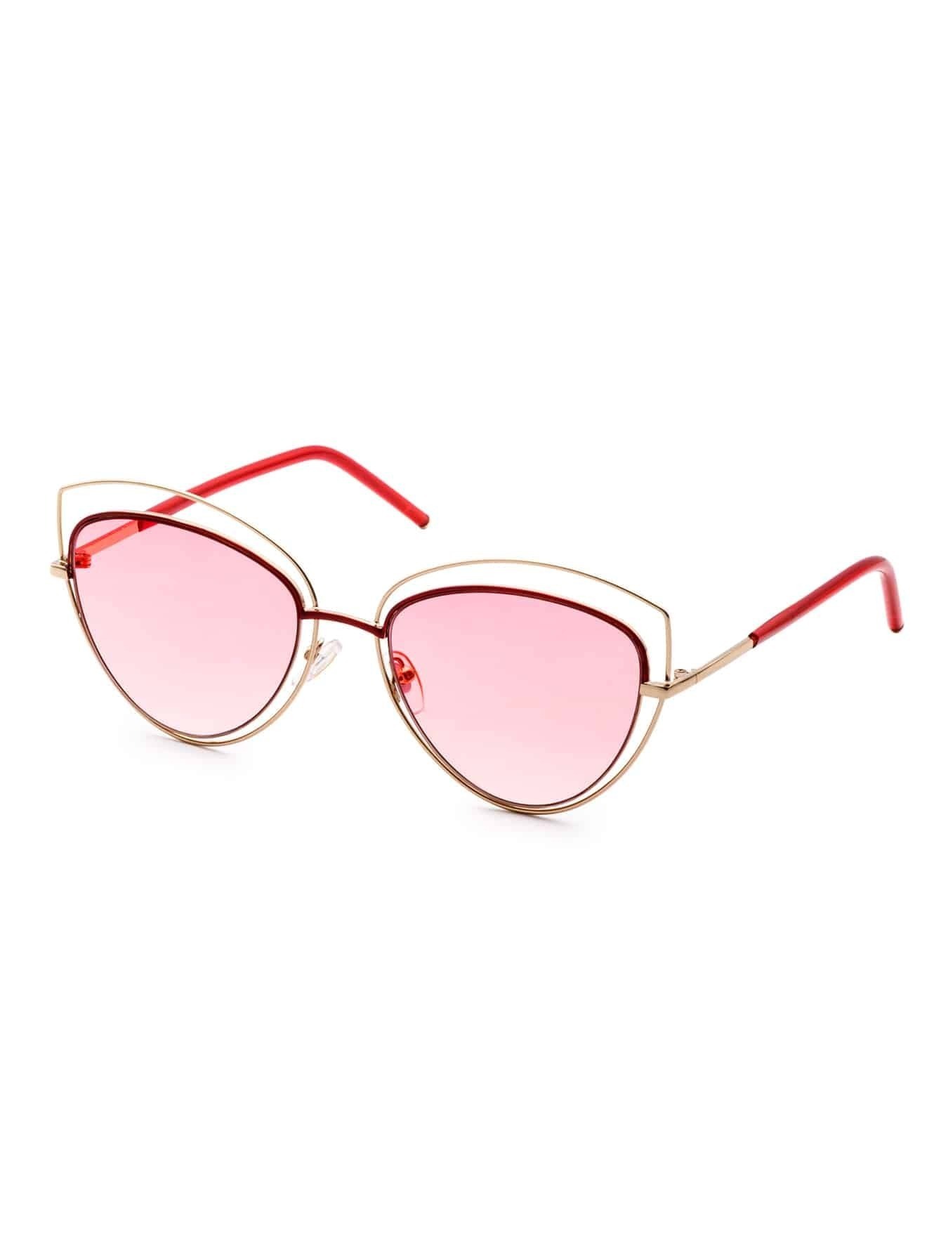 Gold Frame Pink Lens Cat Eye Sunglasses