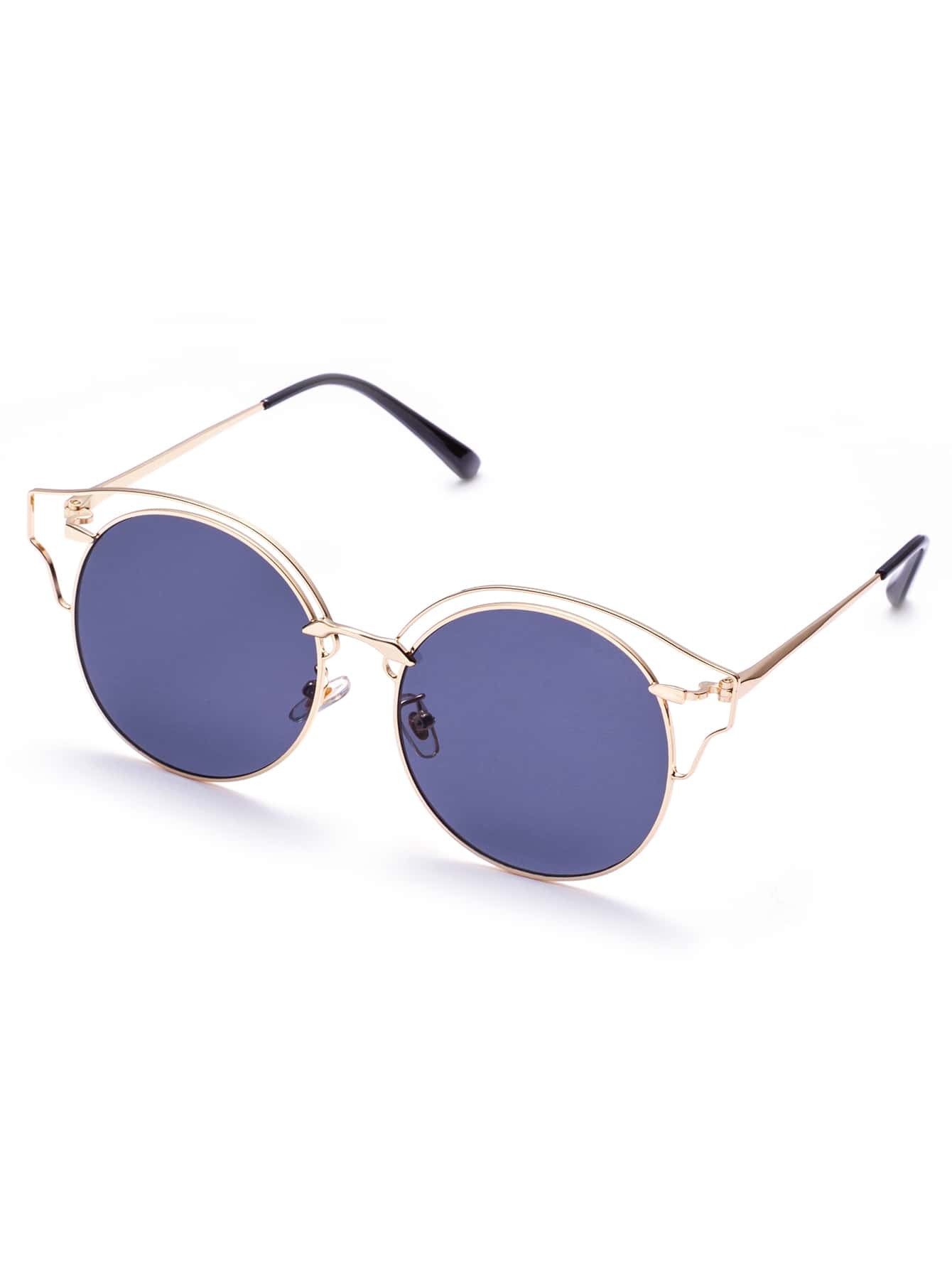 Gold Frame Transparent Design Round Sunglasses