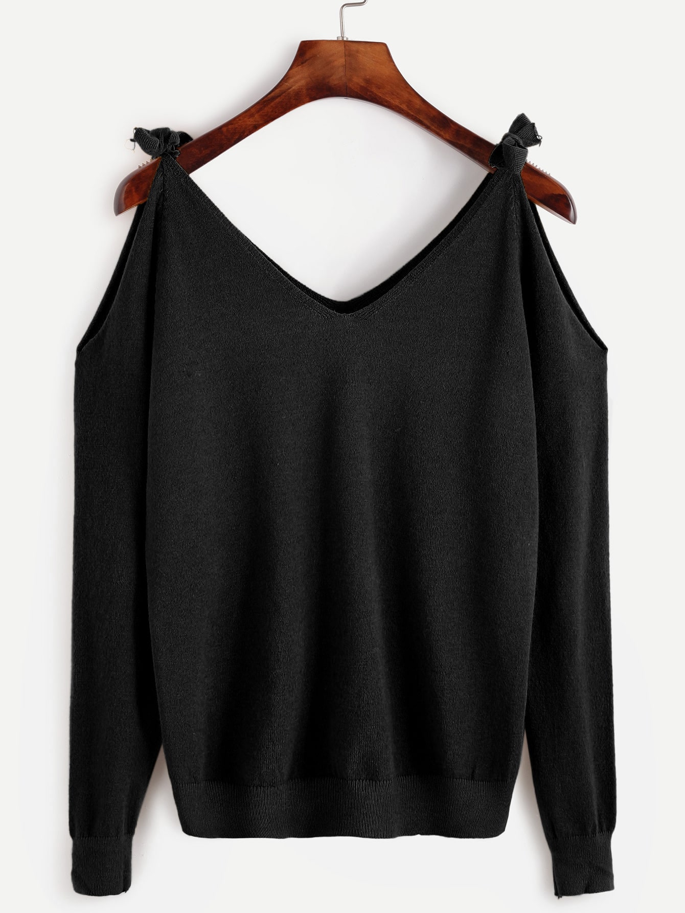 Black Tie Cold Shoulder Sweater