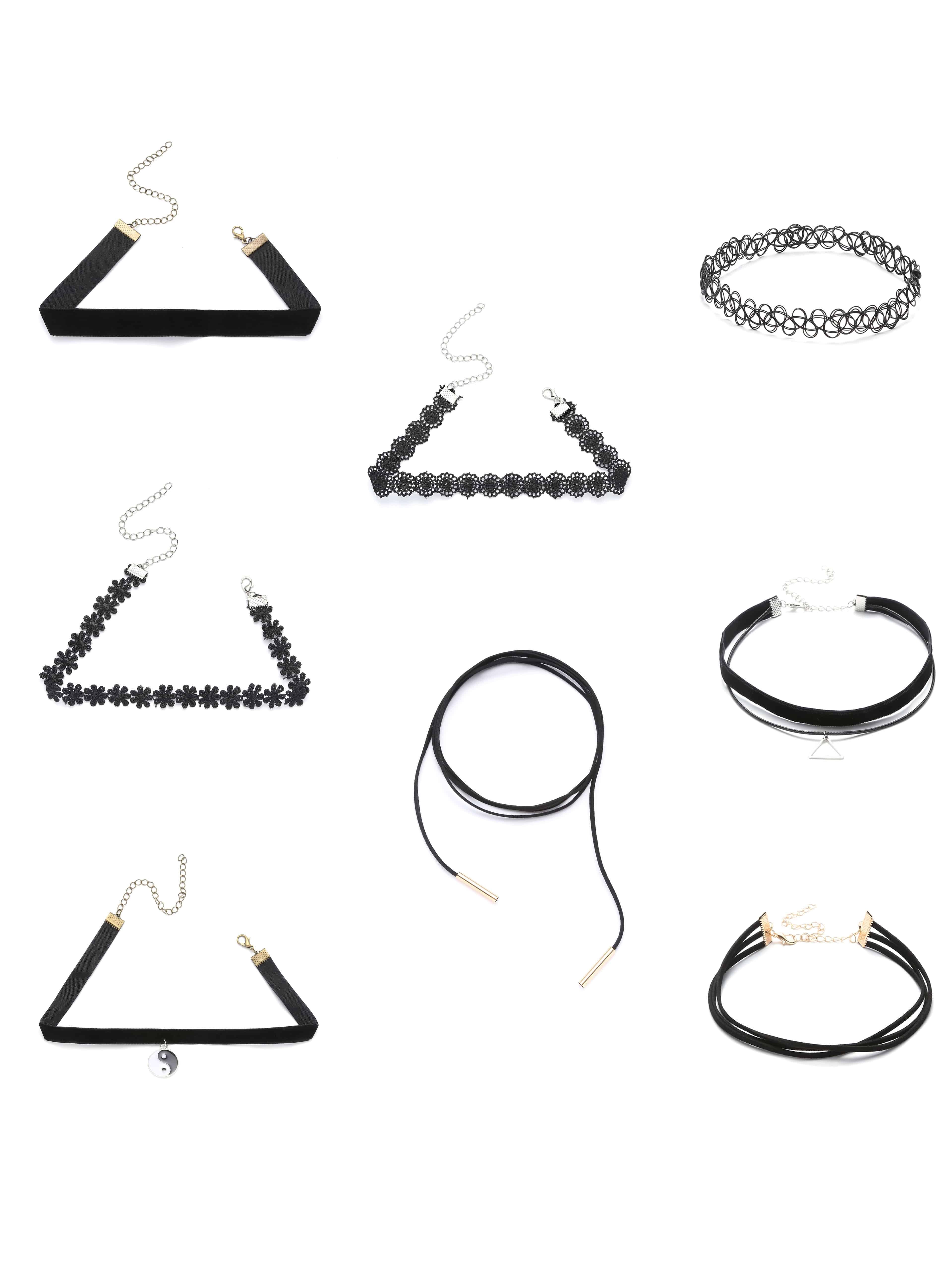 8PCS Black Choker Set