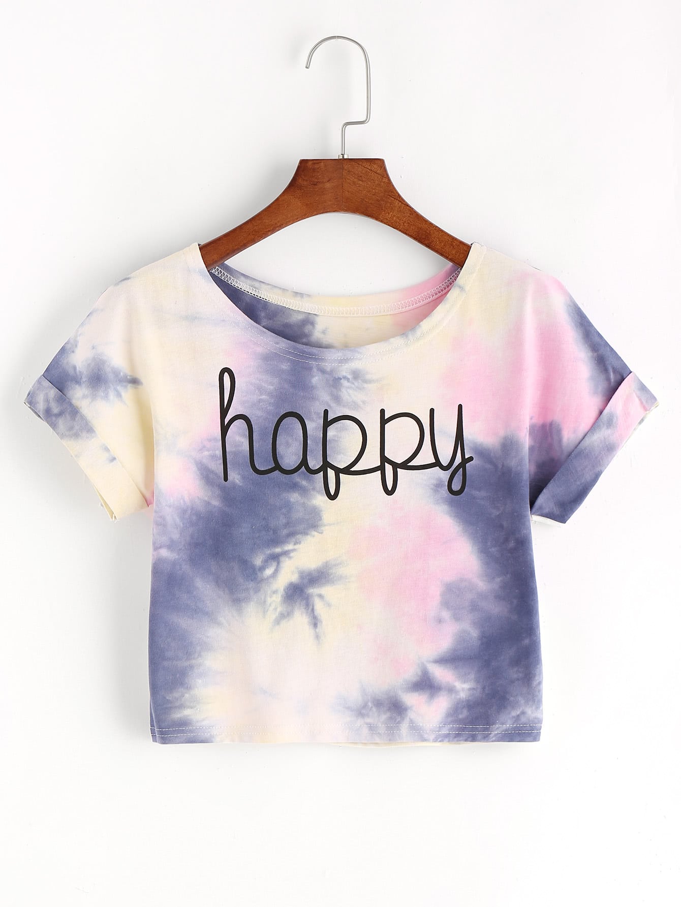 Tie Dye Letter Print Crop T-shirt