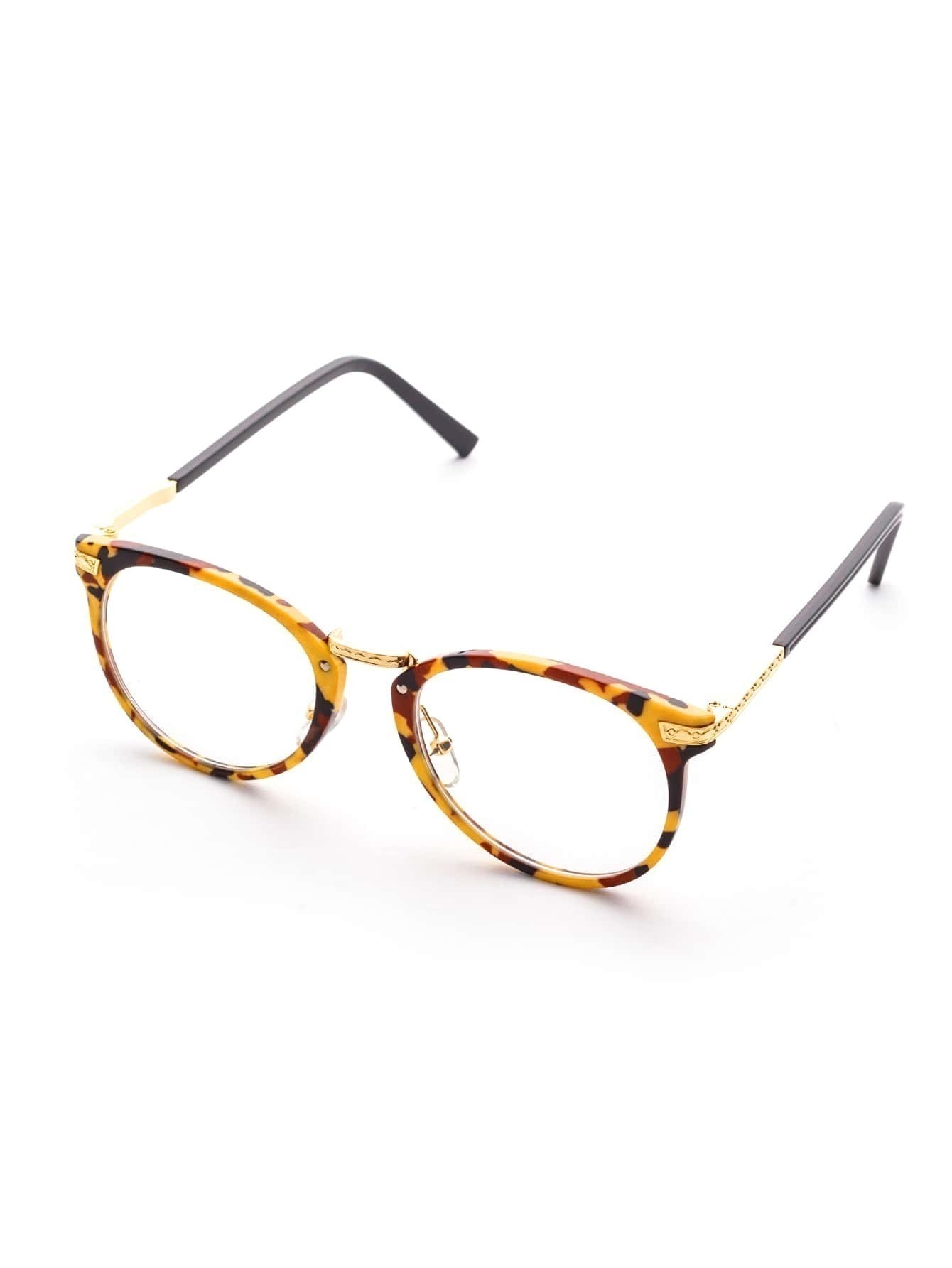 Multicolor Frame Metal Arm Clear Lens Glasses
