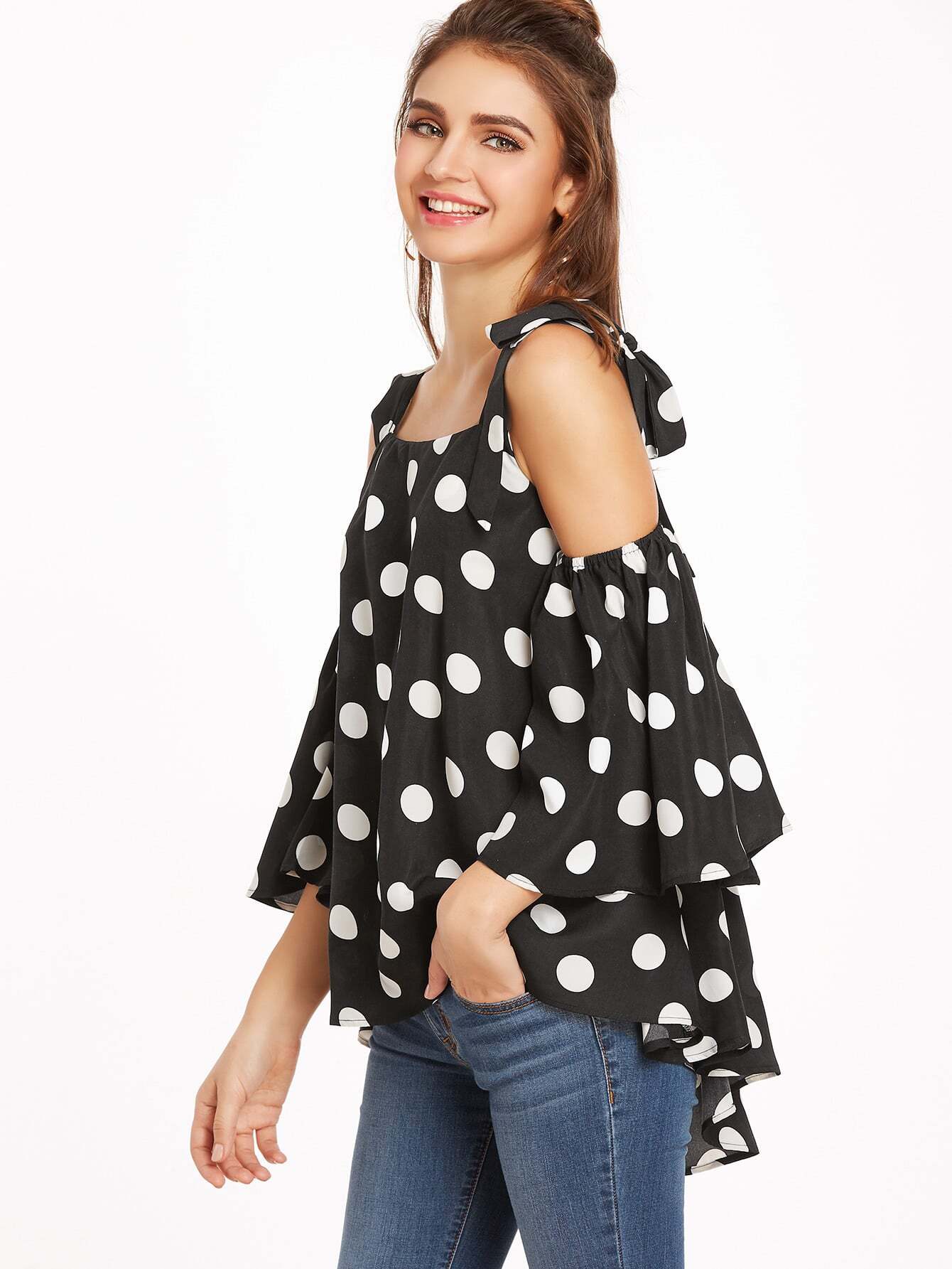 polka dot bow tie blouse