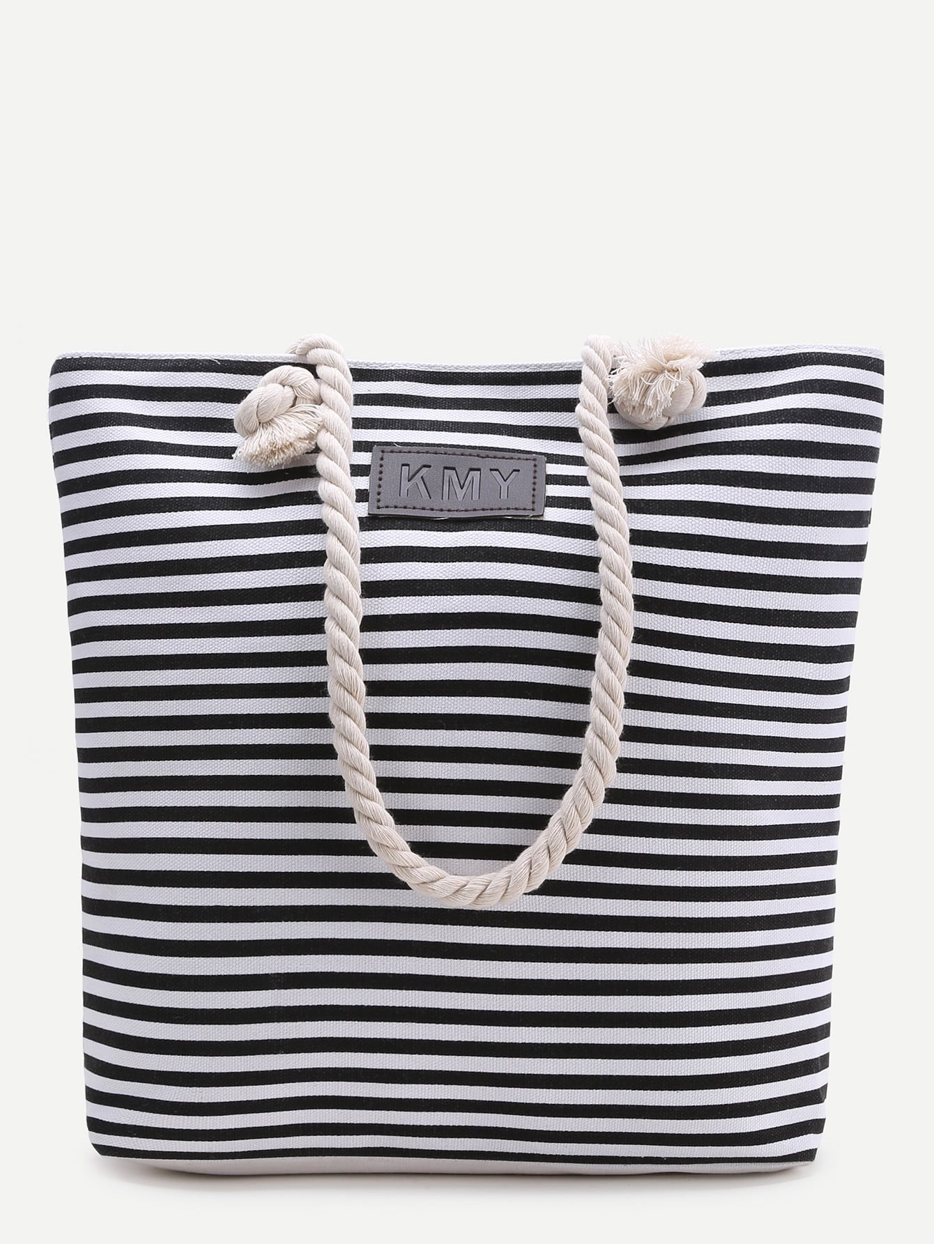 Black Striped Print Tote Bag