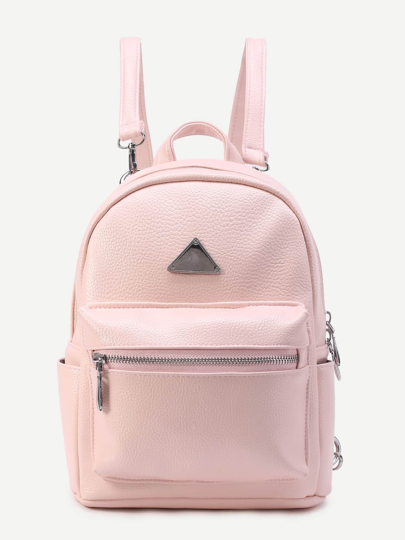 Triangle Detail PU Backpack With Detachable StrapFor Womenromwe