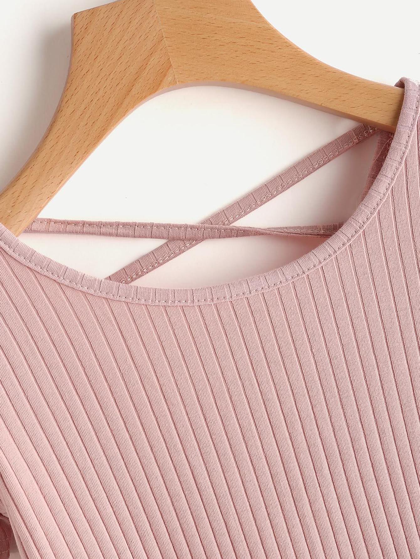 open back criss cross crop tee