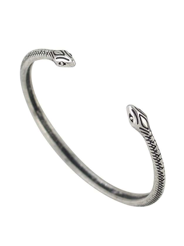 Silver Metal Snake Shape Cuff Open Bangles
