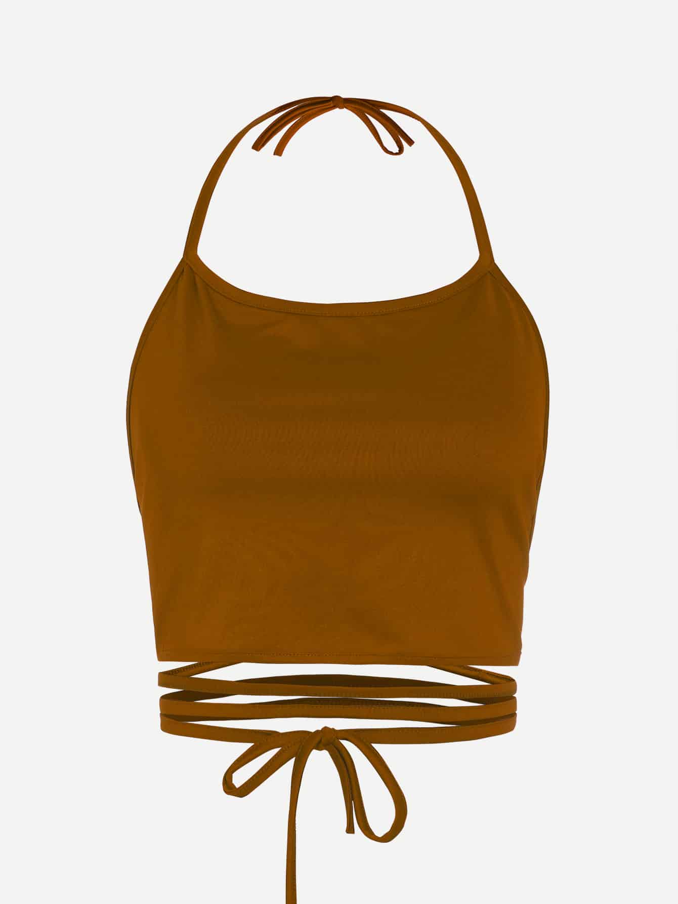 Halter Neck Lace Up Self Tie Cami Top