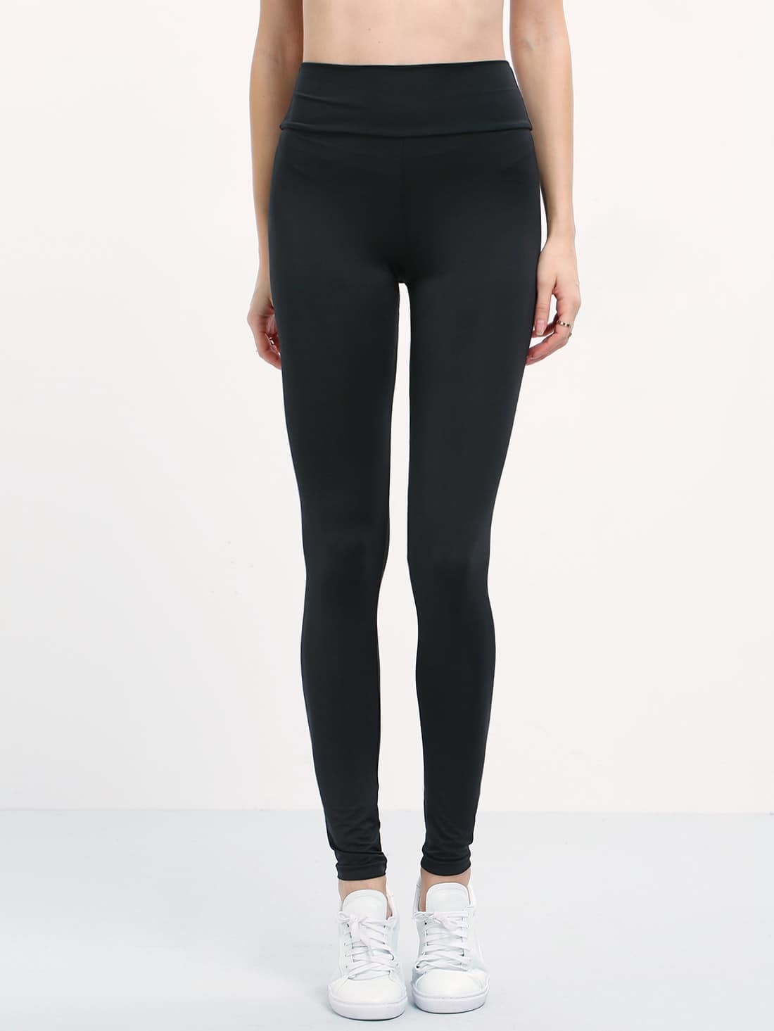 Black Elastic Waist Slim Leggings