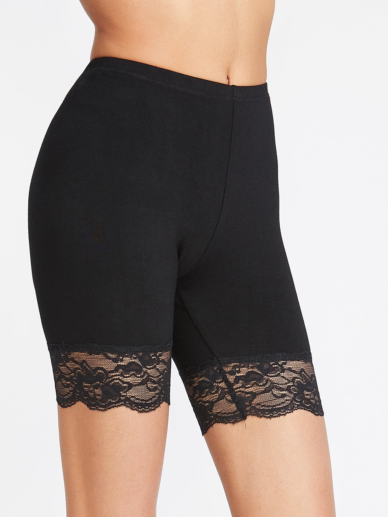 Lace Trim Short LeggingsFor Women-romwe
