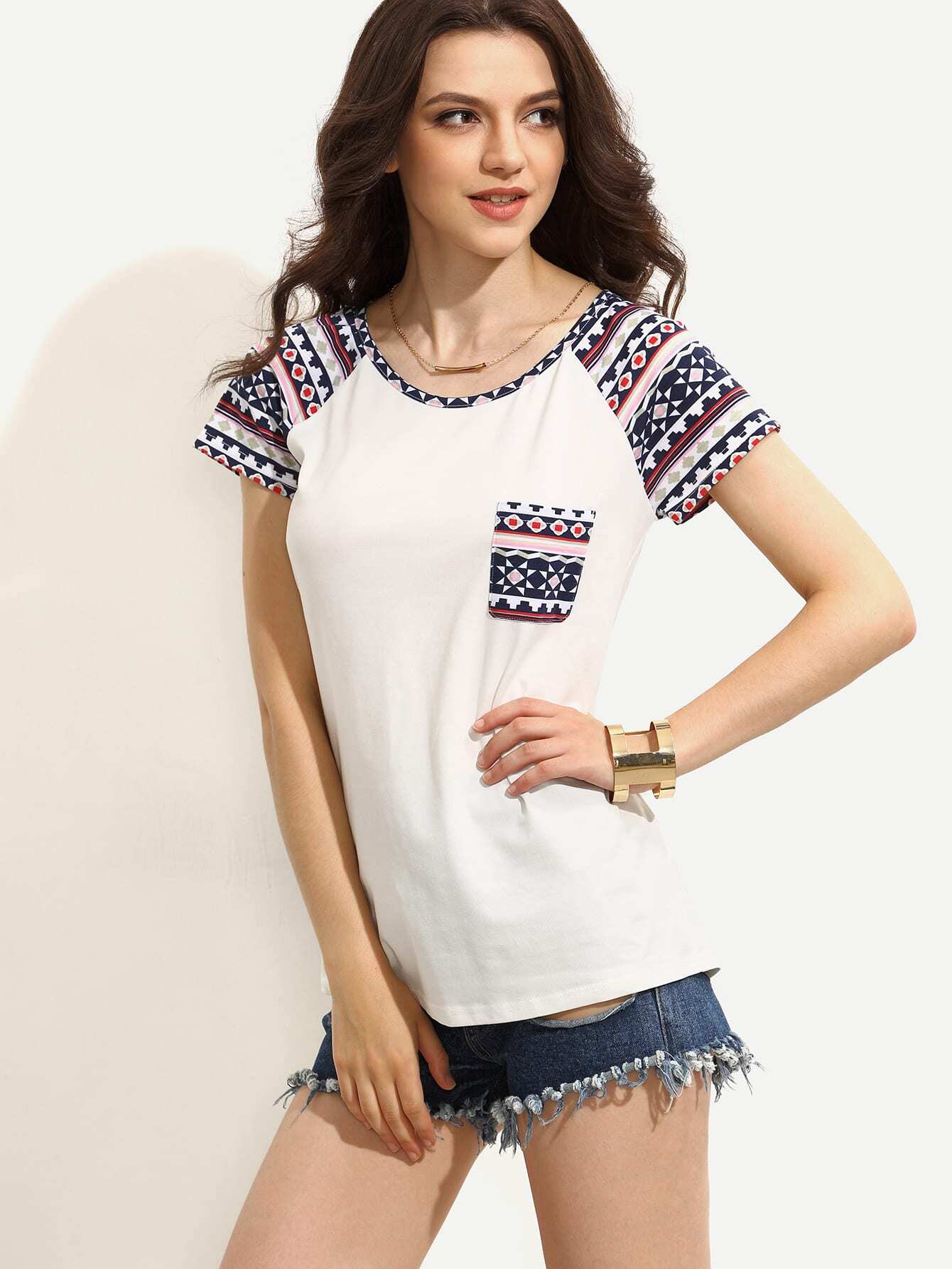 White Print Short Sleeve T-shirt