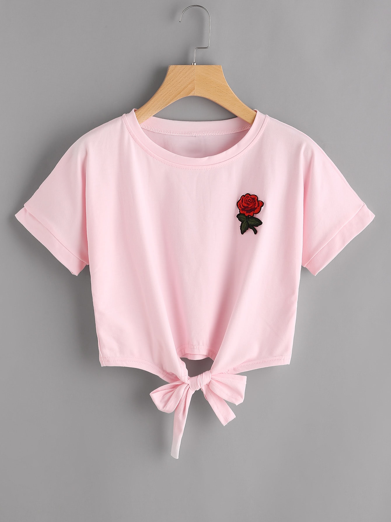 Rose Patch Knot Front Tee