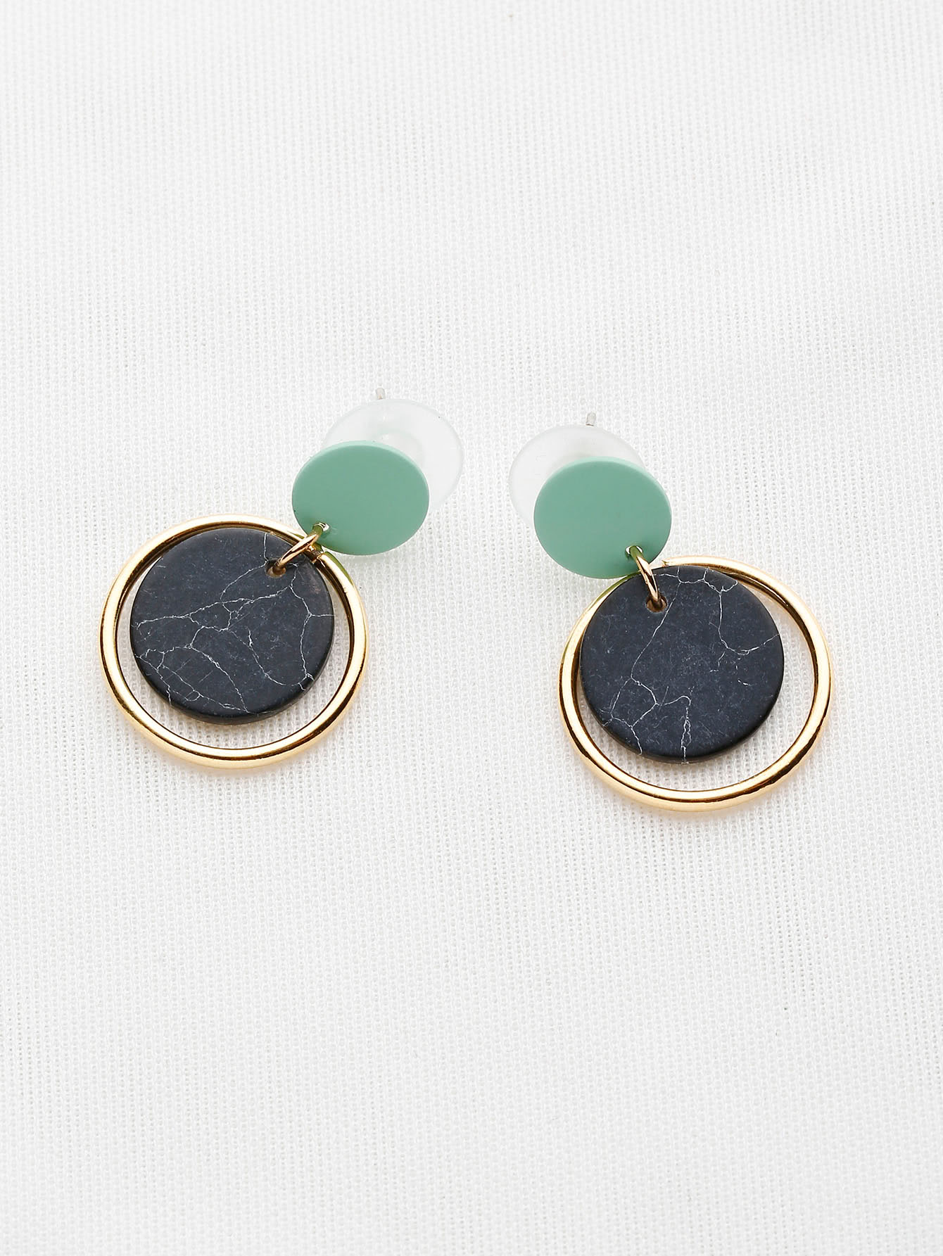 Marble Effect Hoop Drop Earrings