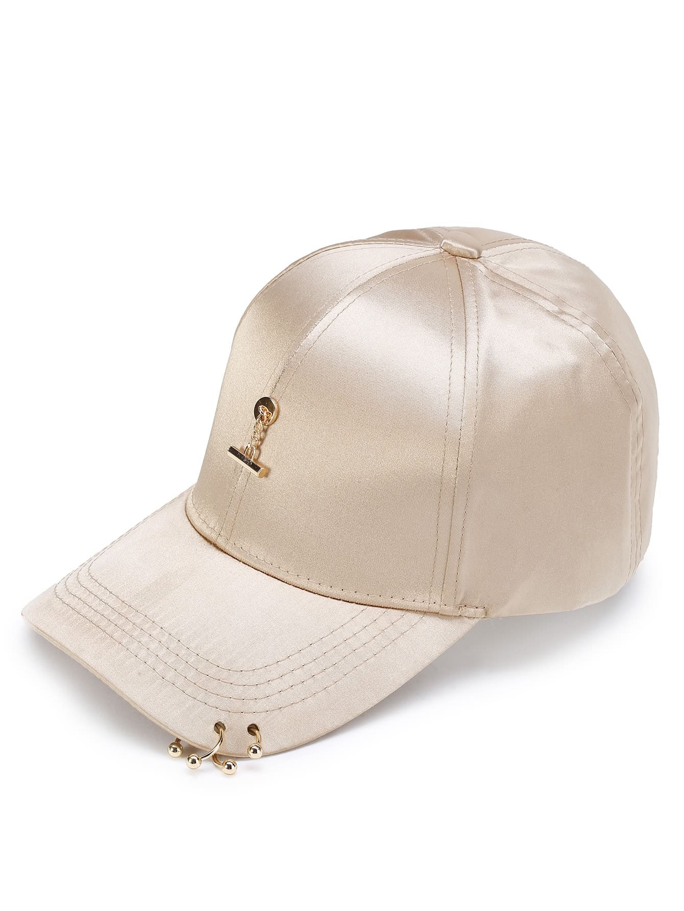 Metal Detail Satin Baseball CapFor Womenromwe