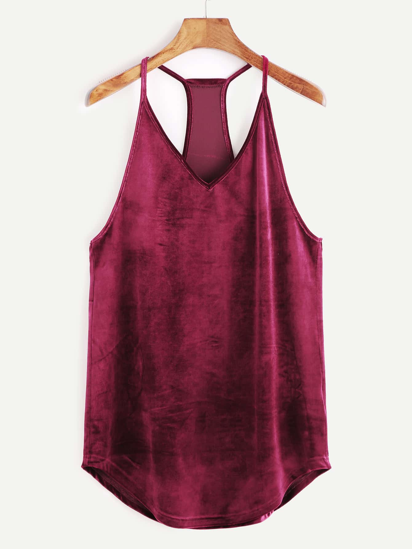 Burgundy Racerback Velvet Cami TopFor Womenromwe