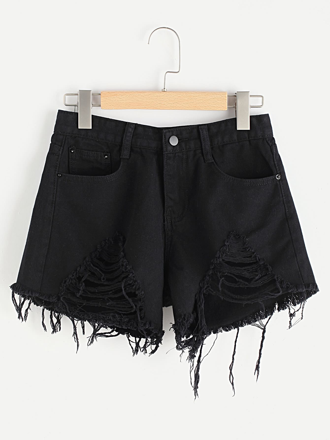 Ripped Frayed Hem Denim Shorts