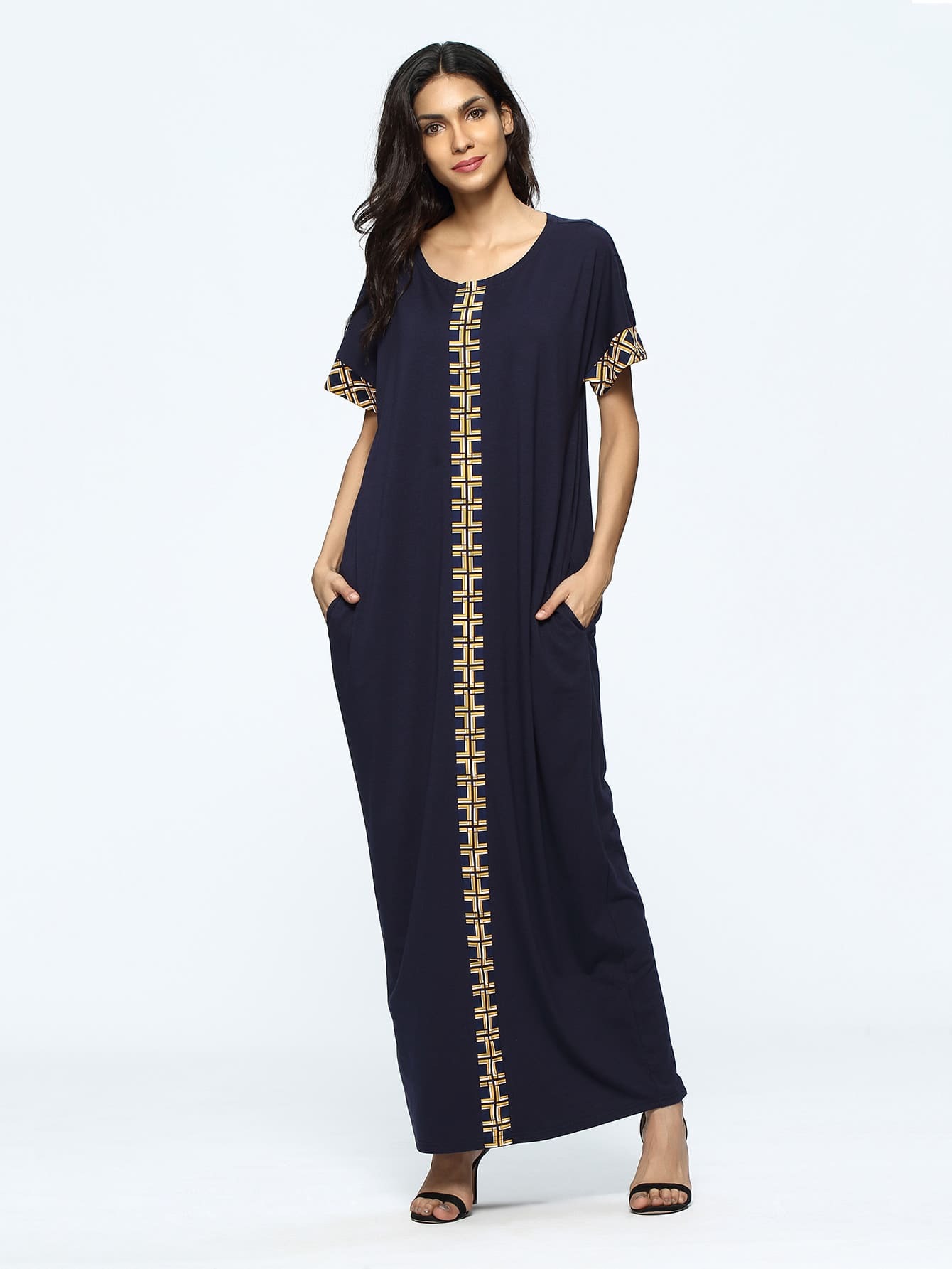 Geometric Print Full Length Dress