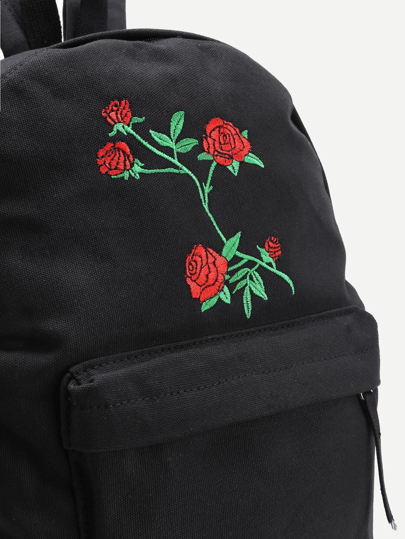 Flower Embroidery Canvas BackpackFor Womenromwe