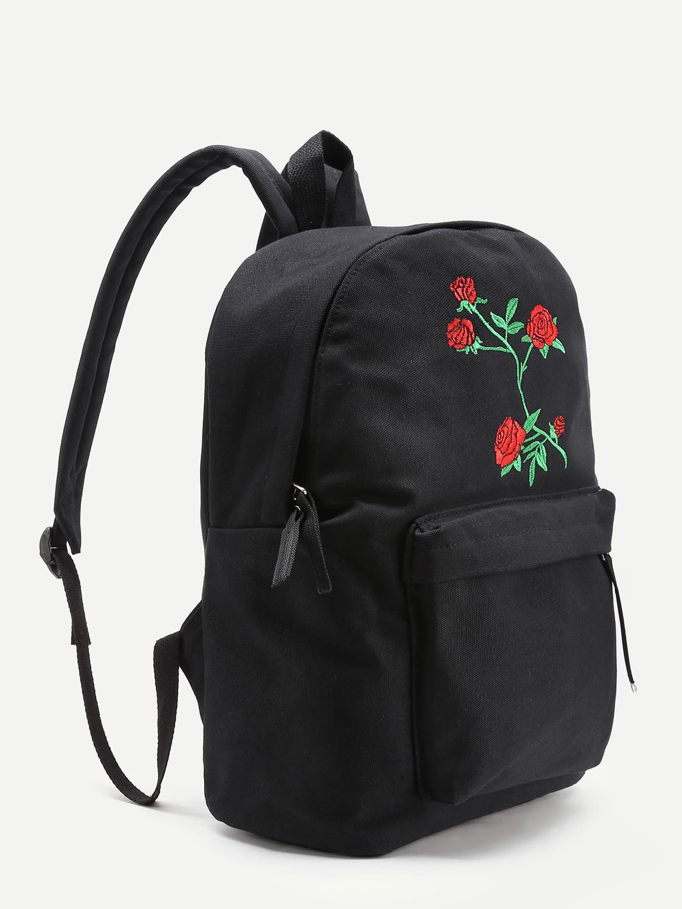 Flower Embroidery Canvas BackpackFor Womenromwe