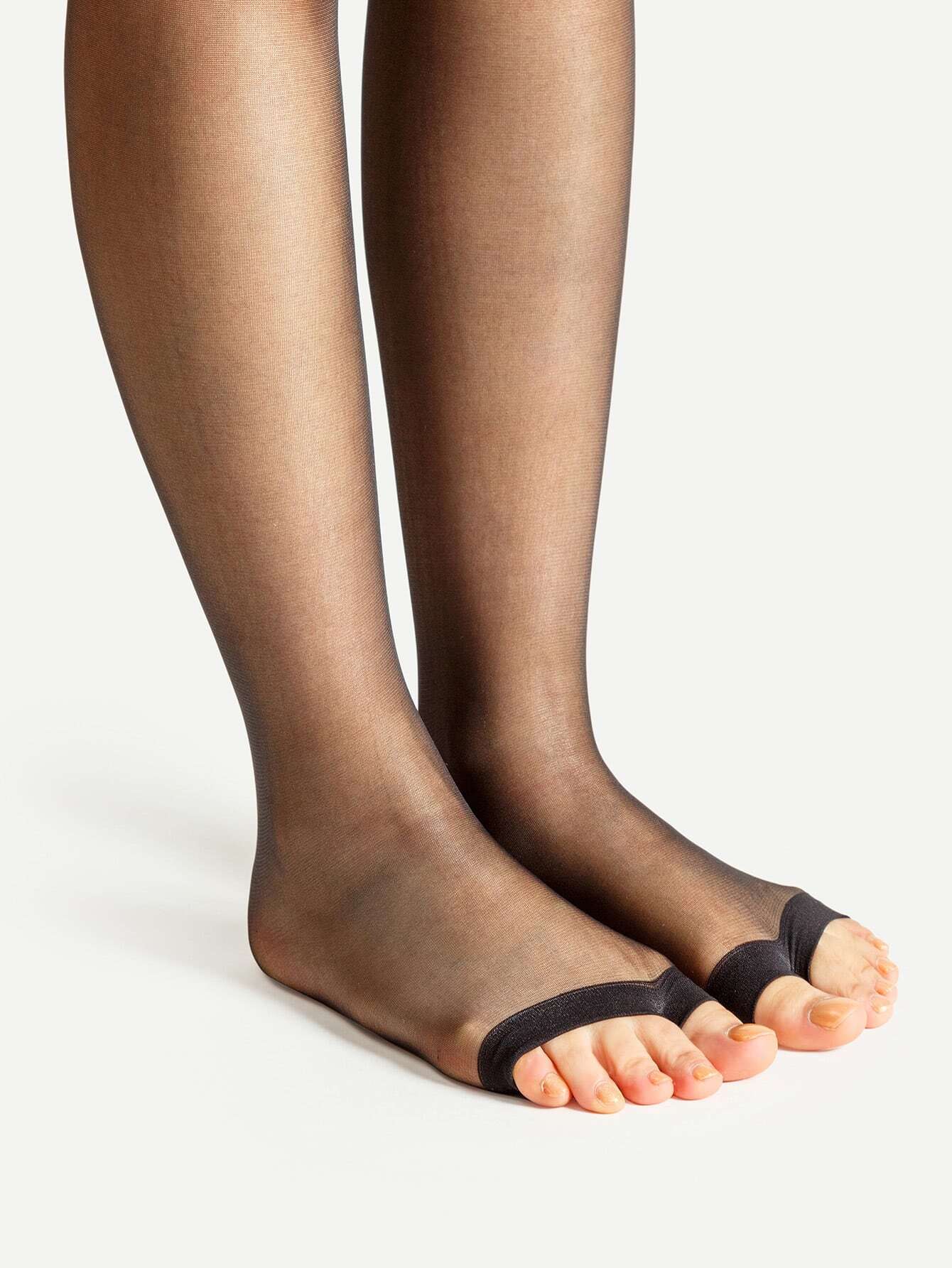 Open Toe Sheer TightsFor Womenromwe