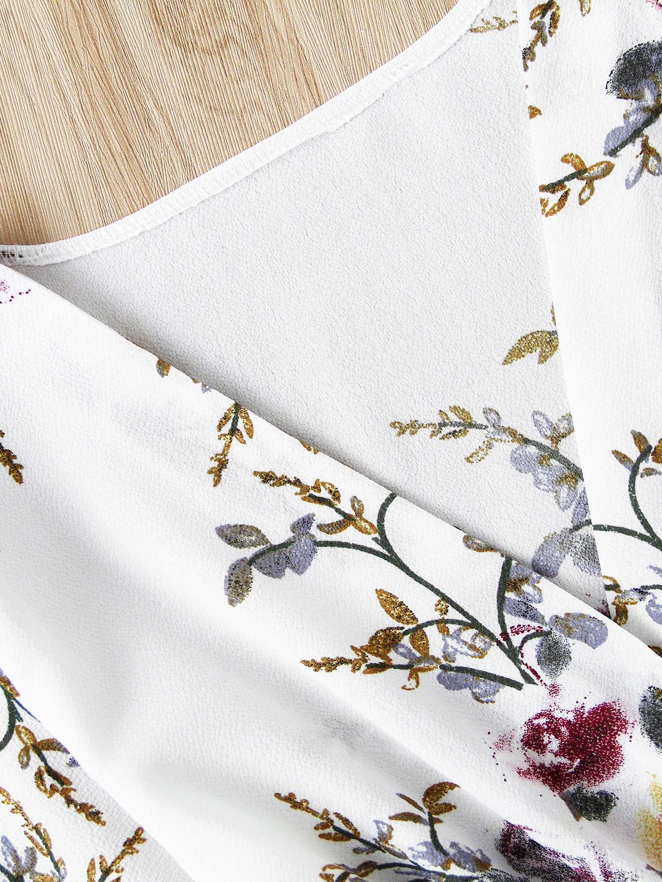 Floral Print Random Wrap Front Romper With BeltFor Womenromwe