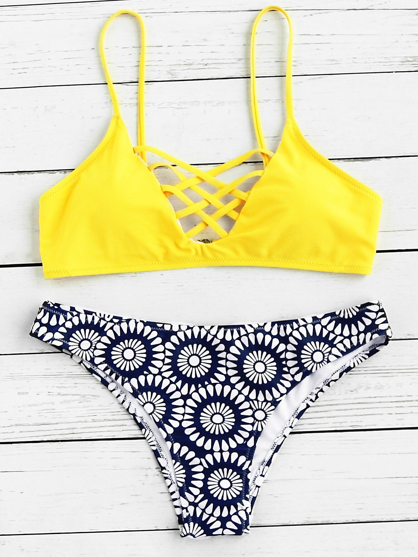 Criss Cross Front Mix & Match Bikini Set